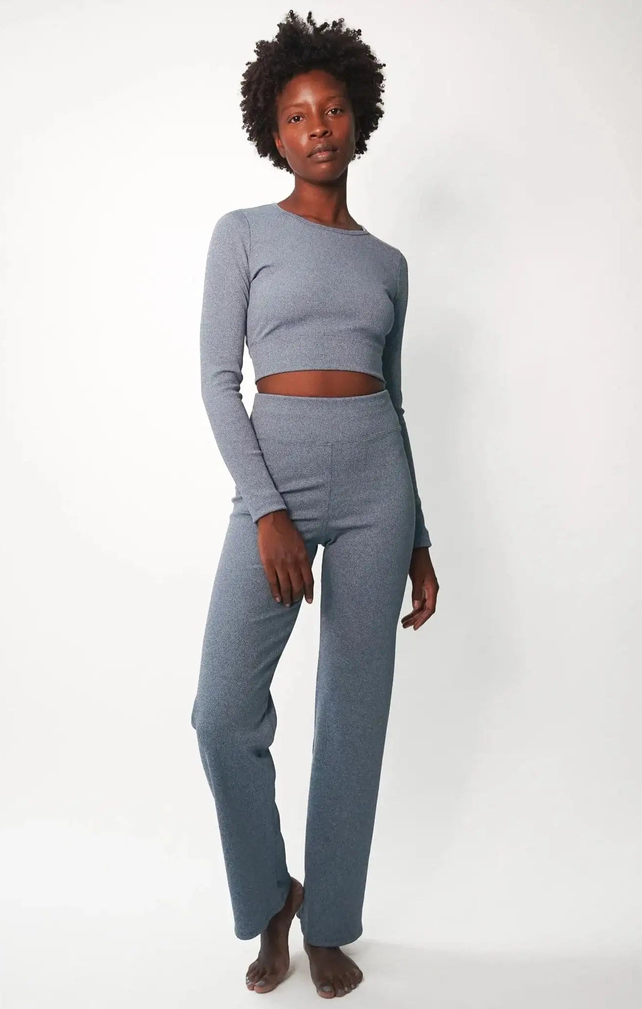 Shop Electric and Rose Electric & Rose Kennedy Rib Crop Top Long Sleeved Top for women – premium loungewear and festival fashion at Spoiled Brat