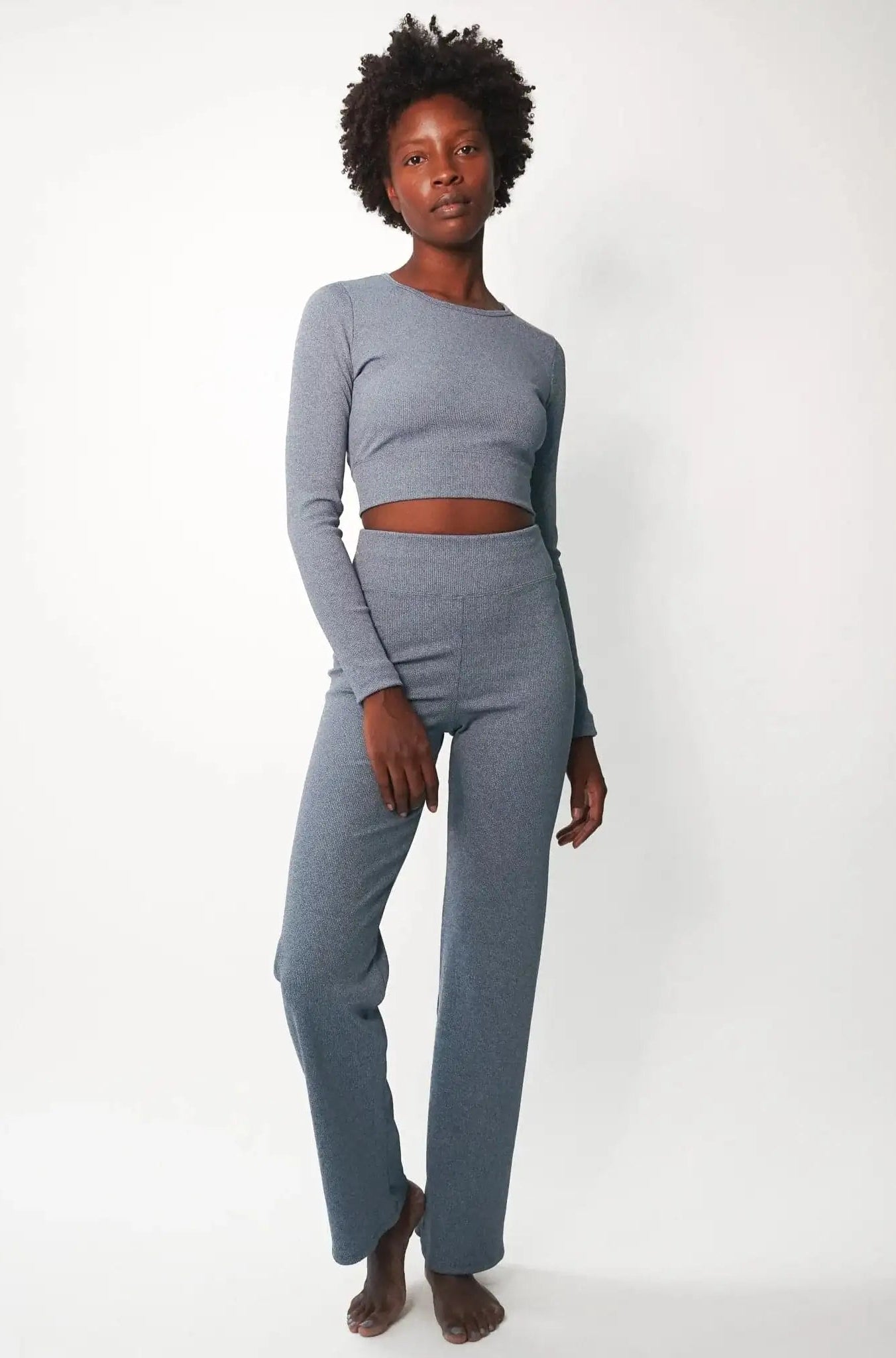 Shop Electric and Rose Electric & Rose Kennedy Rib Crop Top Long Sleeved Top for women – premium loungewear and festival fashion at Spoiled Brat