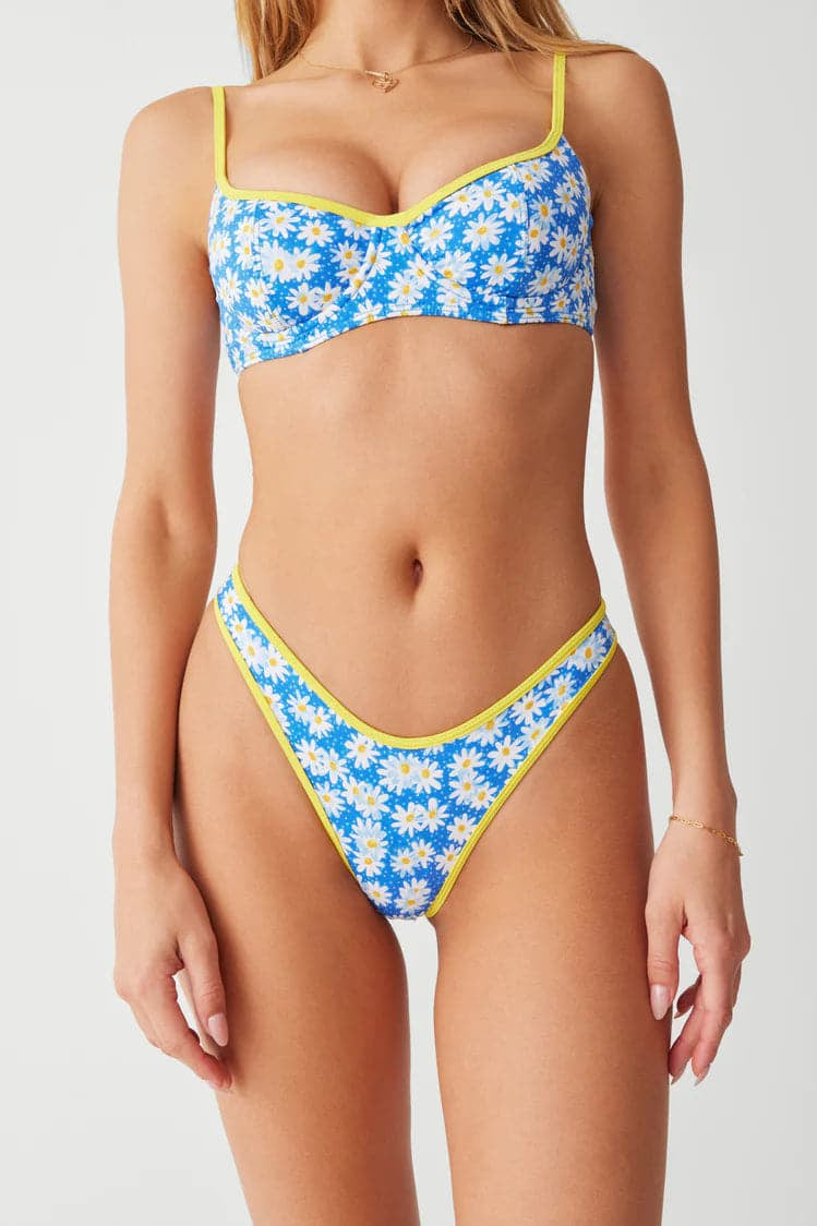 Shop Frankies Bikinis Frankies Bikinis Dove Classic Bikini Bottom in Blue Daisy Bikini Top for women – premium loungewear and festival fashion at Spoiled Brat