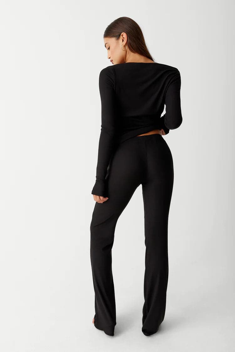 Shop Frankies Bikinis Frankies Bikinis Elvis Flare Low Rise Pant Trousers for women – premium loungewear and festival fashion at Spoiled Brat