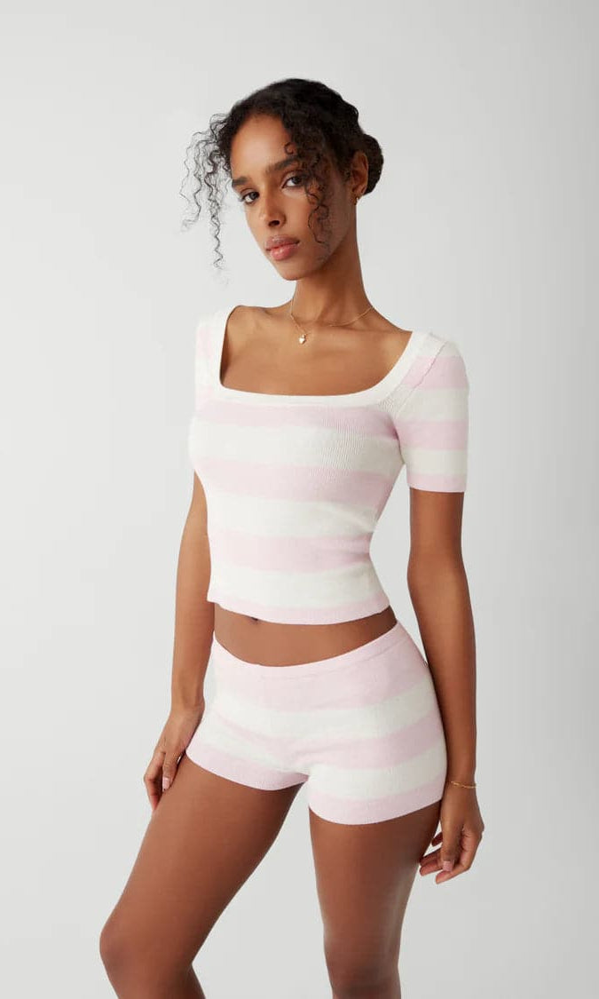 Shop Frankies Bikinis Frankies Bikinis Sunset Ballet Knit Shirt Top for women – premium loungewear and festival fashion at Spoiled Brat