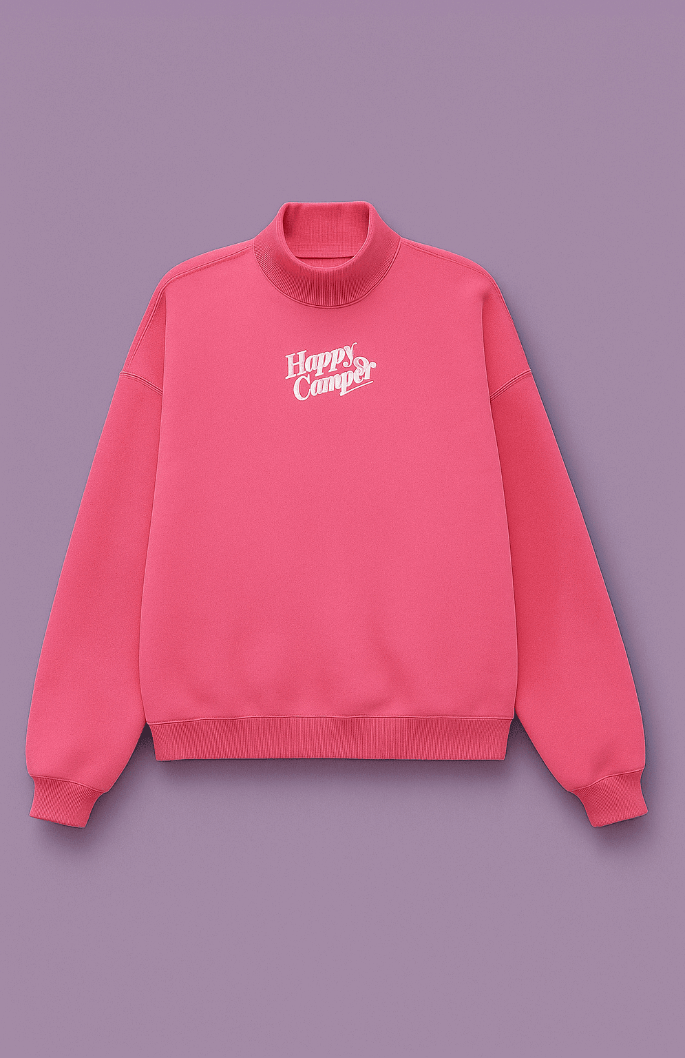 Shop Happy Camp3r Happy Camp3r Hot Pink Mockneck Sweatshirt Sweater for women – premium loungewear and festival fashion at Spoiled Brat