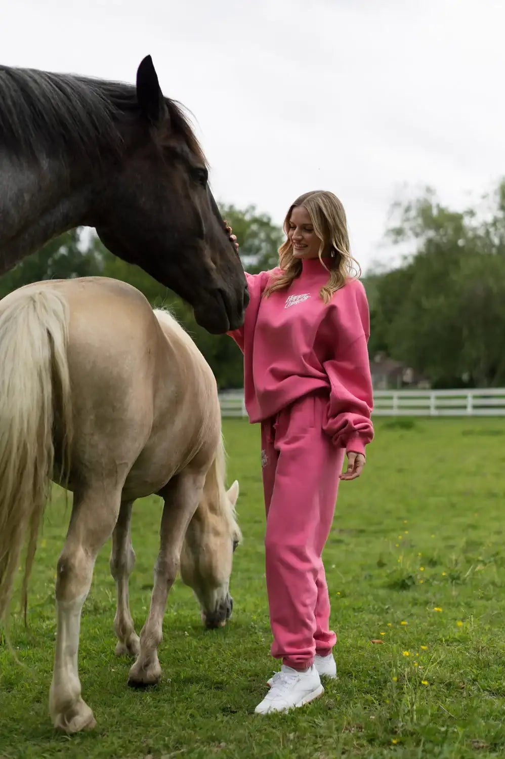 Shop Happy Camp3r Happy Camp3r Hot Pink Mockneck Sweatshirt Sweater for women – premium loungewear and festival fashion at Spoiled Brat