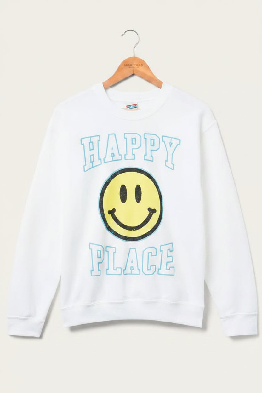 Shop Junk Food Junk Food Womens Happy Place Flea Market Fleece Sweater T-Shirt for women – premium loungewear and festival fashion at Spoiled Brat