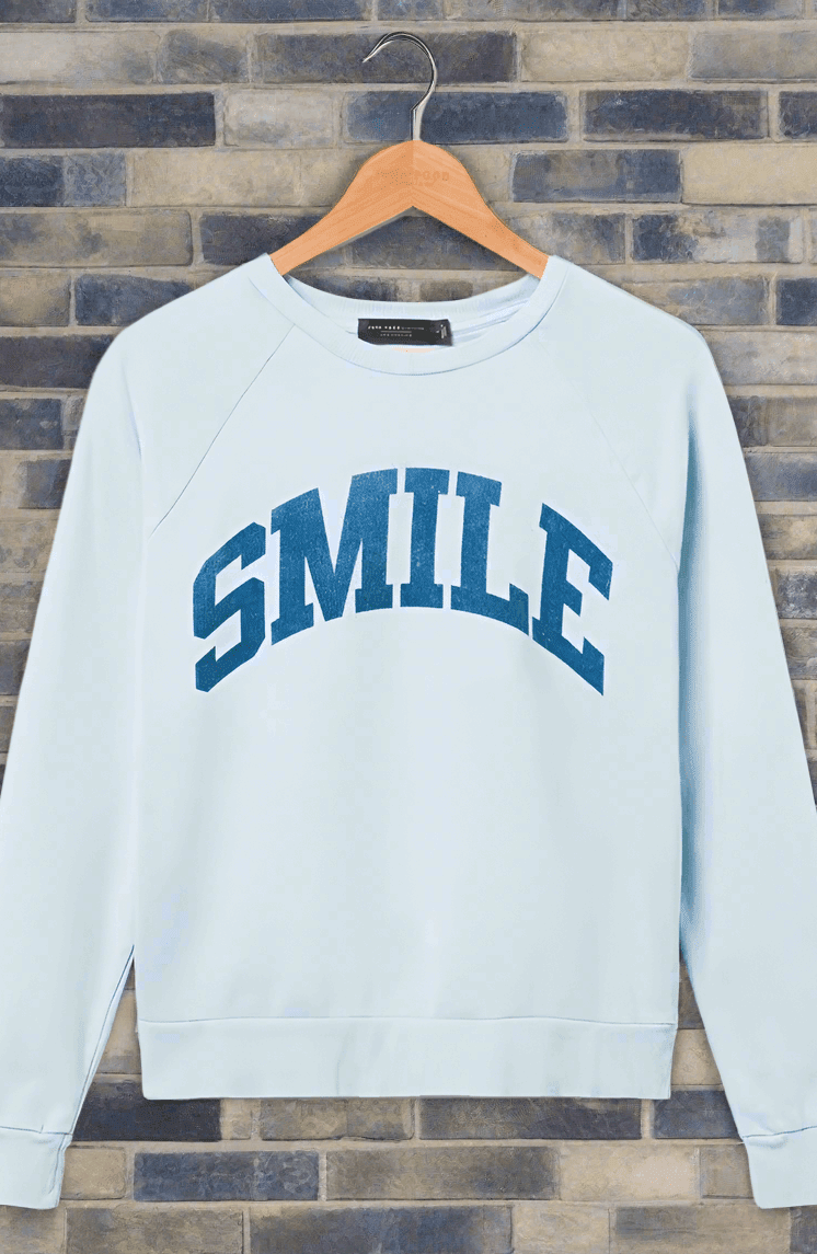Shop Junk Food Junk Food Womens Smile Vintage Raglan Pullover T-Shirt for women – premium loungewear and festival fashion at Spoiled Brat