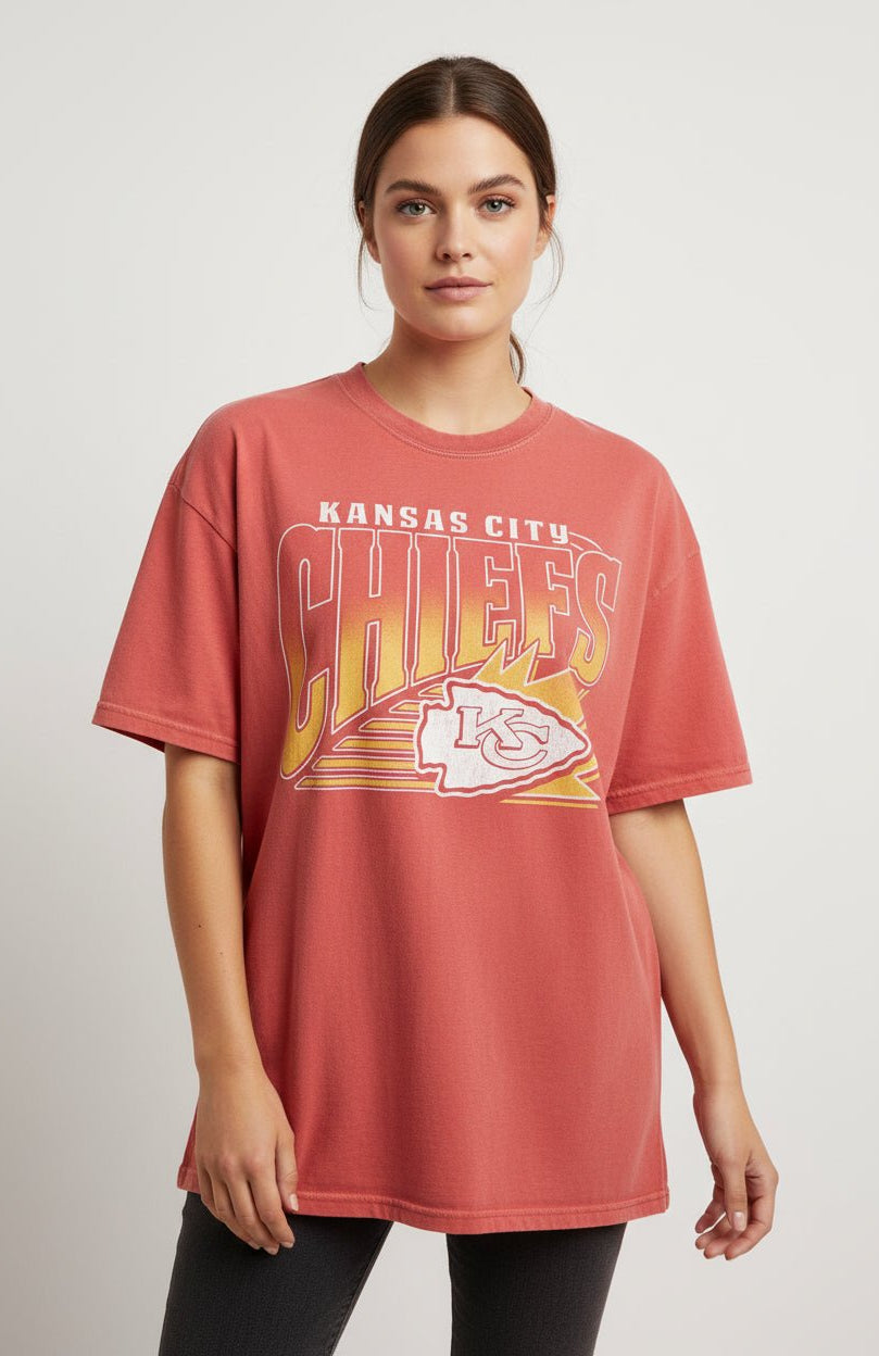 Shop Junk Food JUNKFOOD Kansas City Chiefs T-Shirt as seen on Taylor Swift T-Shirt for women – premium loungewear and festival fashion at Spoiled Brat