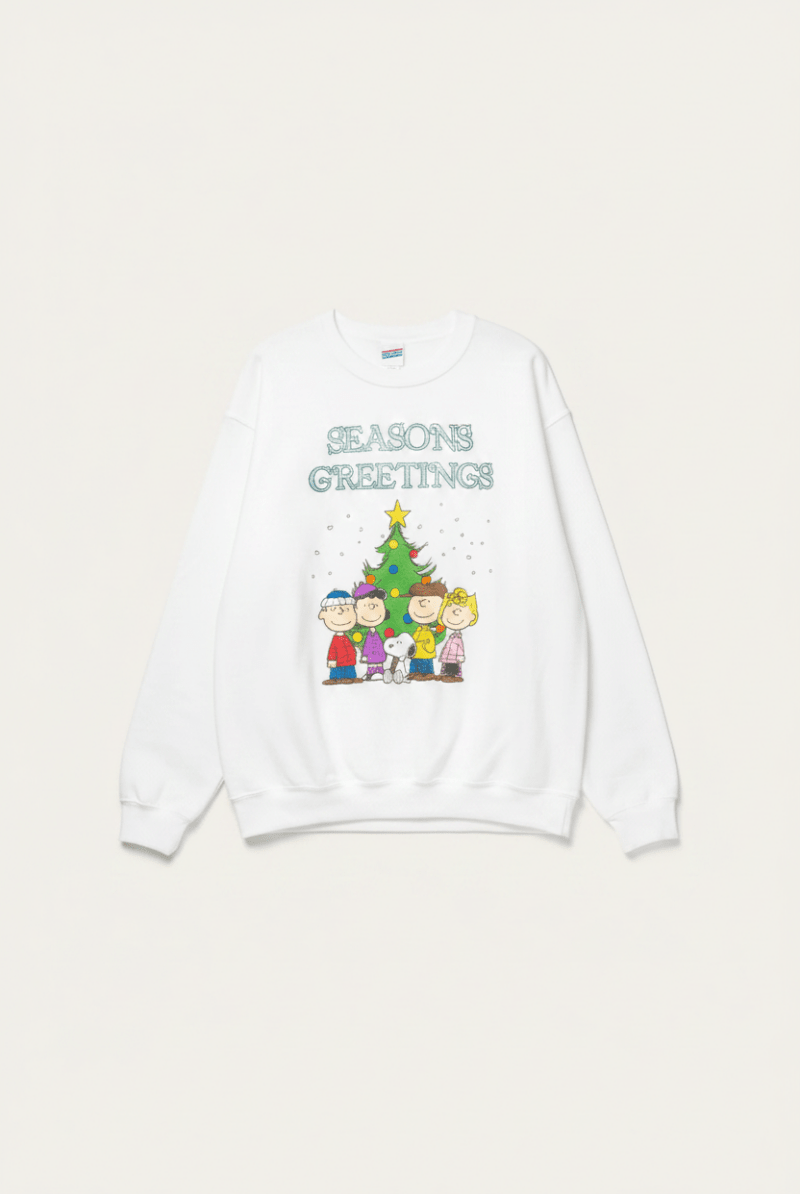 Shop Junk Food JUNKFOOD Peanuts Seasons Greetings Christmas Jumper Jumper for women – premium loungewear and festival fashion at Spoiled Brat