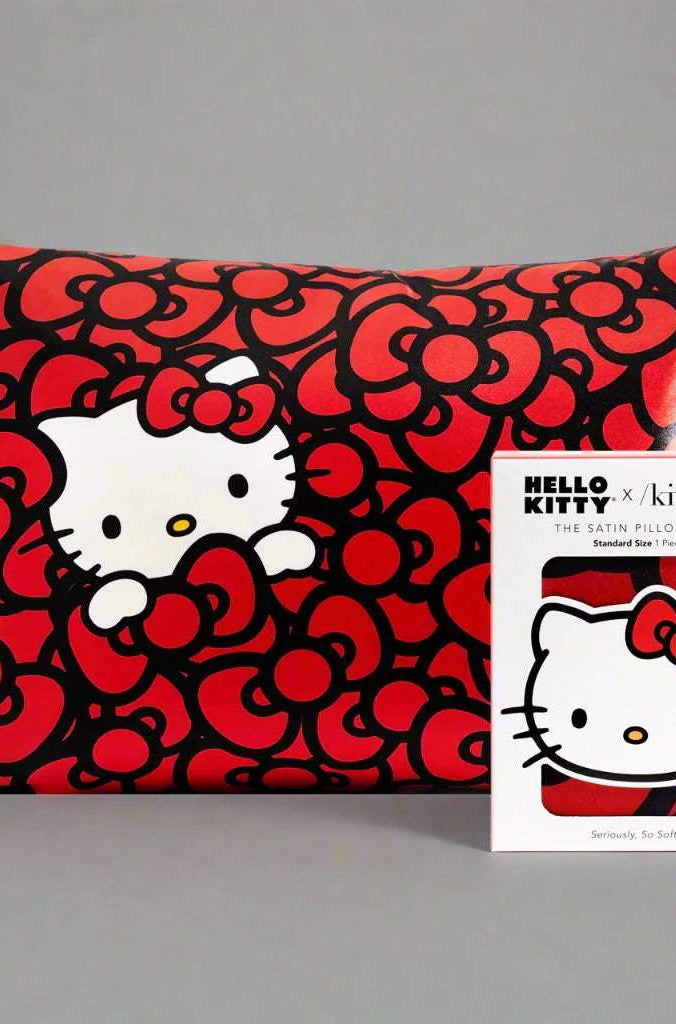 Hello Kitty x Kitsch Satin Pillowcase - Hello Kitty Bathes in a Sea of Bows - Spoiled Brat