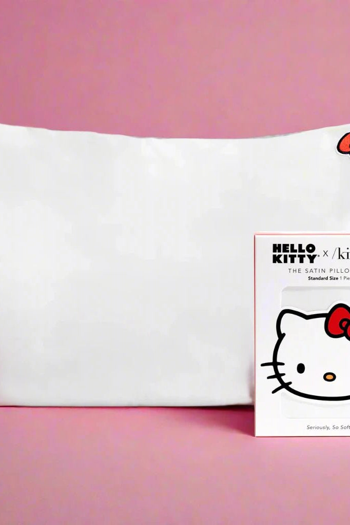Hello Kitty x Kitsch Satin Pillowcase - Solid Ivory Hello Kitty Bow by Kitsch – Pillow – White | Spoiled Brat UK