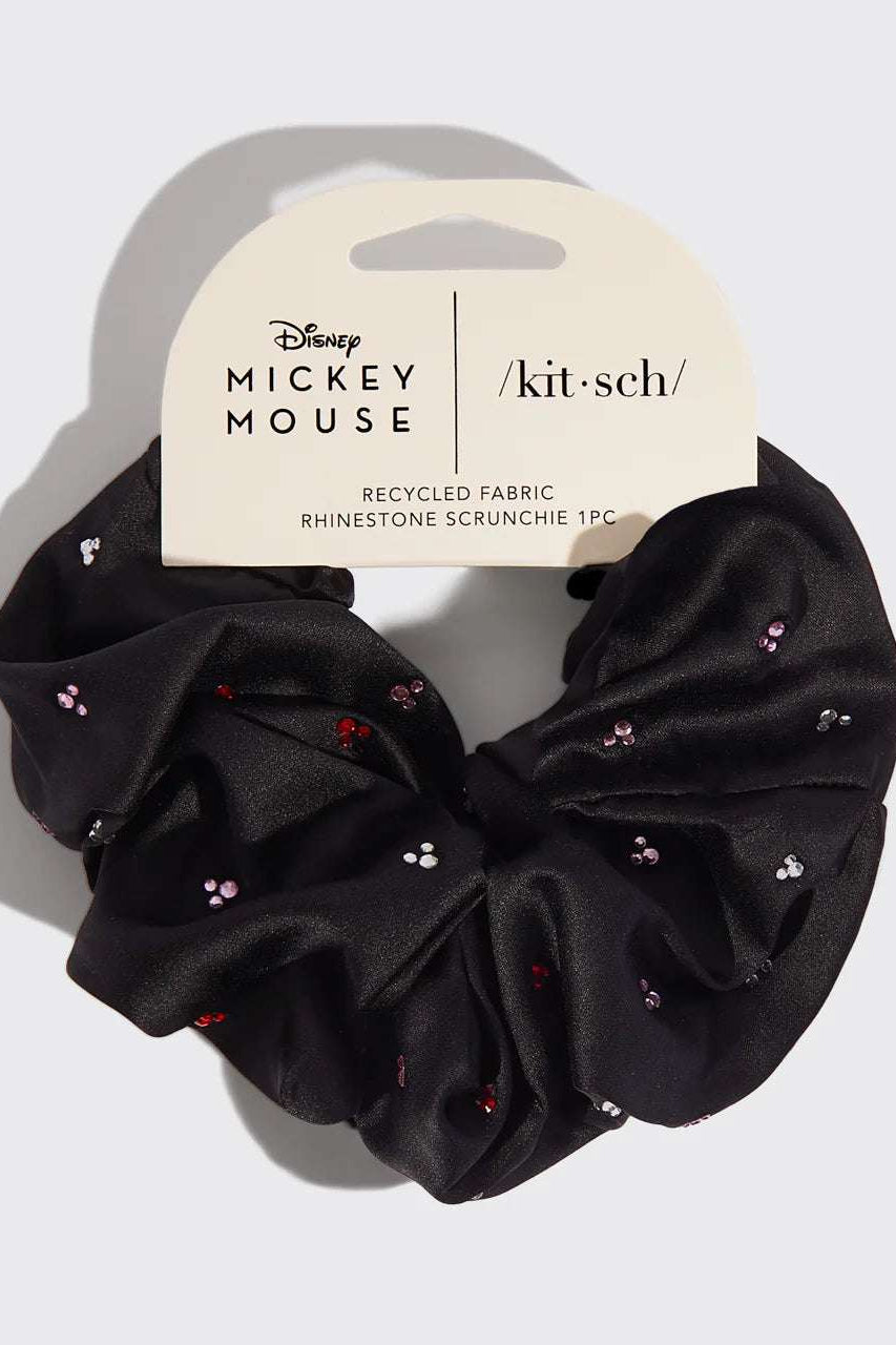 Shop Kitsch Kitsch & Mickey and Minnie Recycled Black Fabric Rhinestone Scrunchie Hair Band for women – premium loungewear and festival fashion at Spoiled Brat