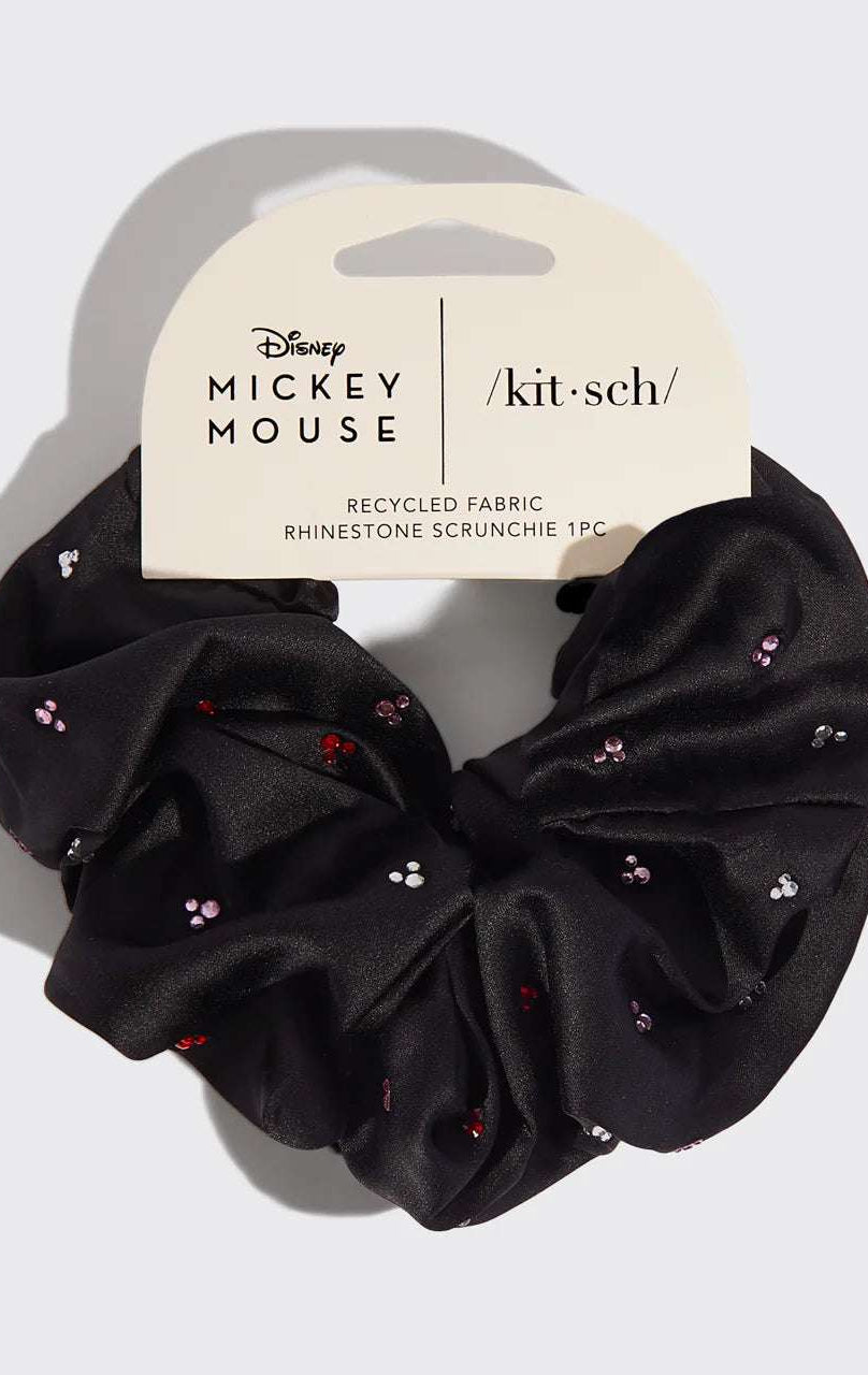 Shop Kitsch Kitsch & Mickey and Minnie Recycled Black Fabric Rhinestone Scrunchie Hair Band for women – premium loungewear and festival fashion at Spoiled Brat