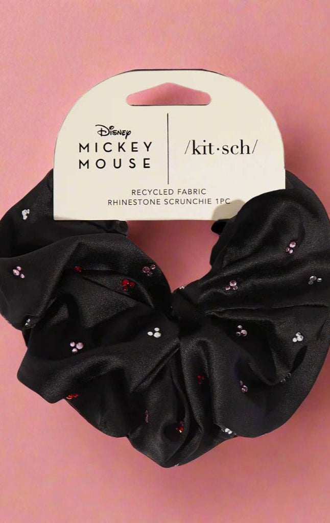Shop Kitsch Kitsch & Mickey and Minnie Recycled Black Fabric Rhinestone Scrunchie Hair Band for women – premium loungewear and festival fashion at Spoiled Brat