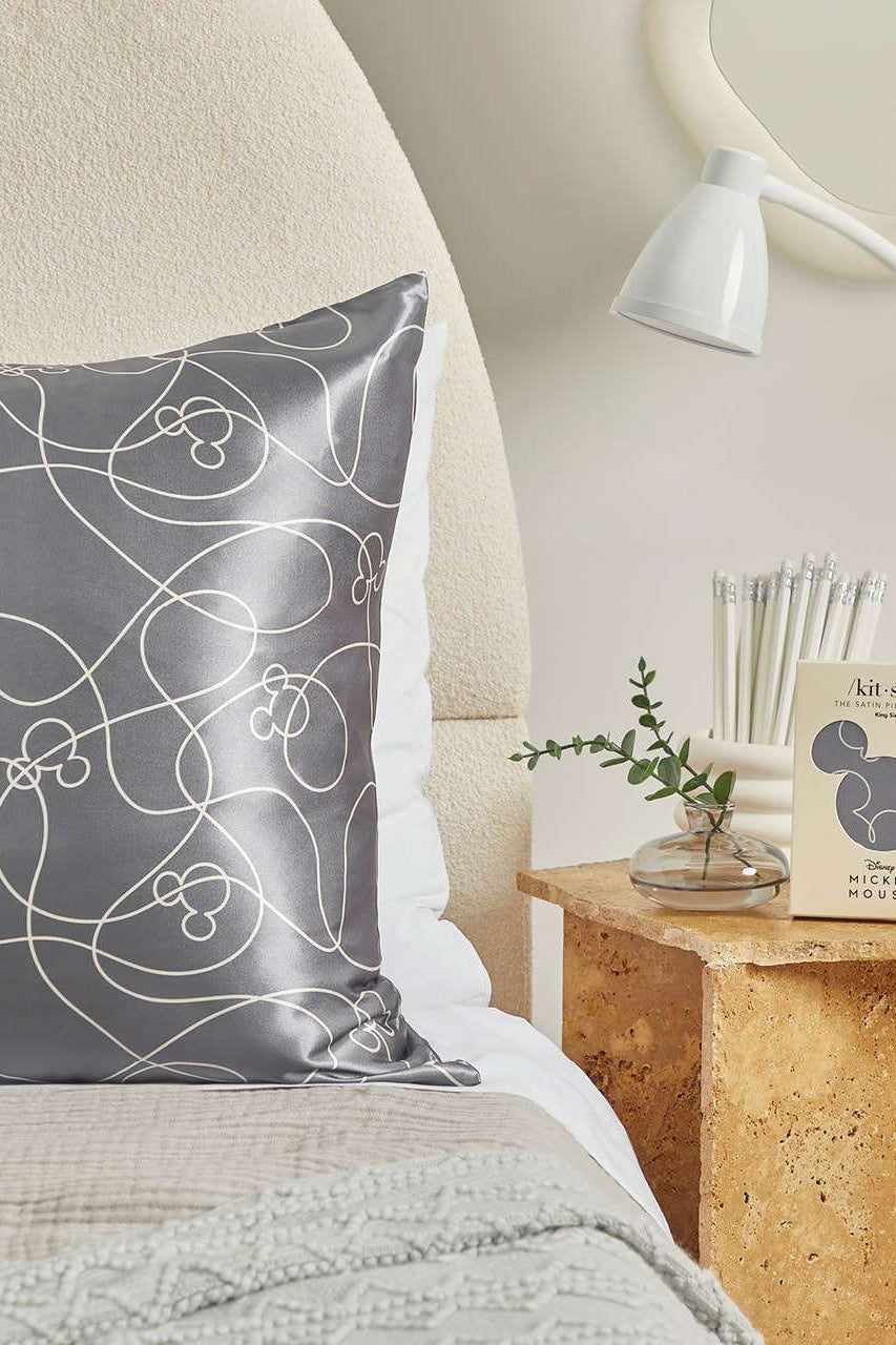 Kitsch & Mickey and Minnie Satin Pillowcase Standard Mickey Maze by Kitsch – Pillow – Grey | Spoiled Brat UK