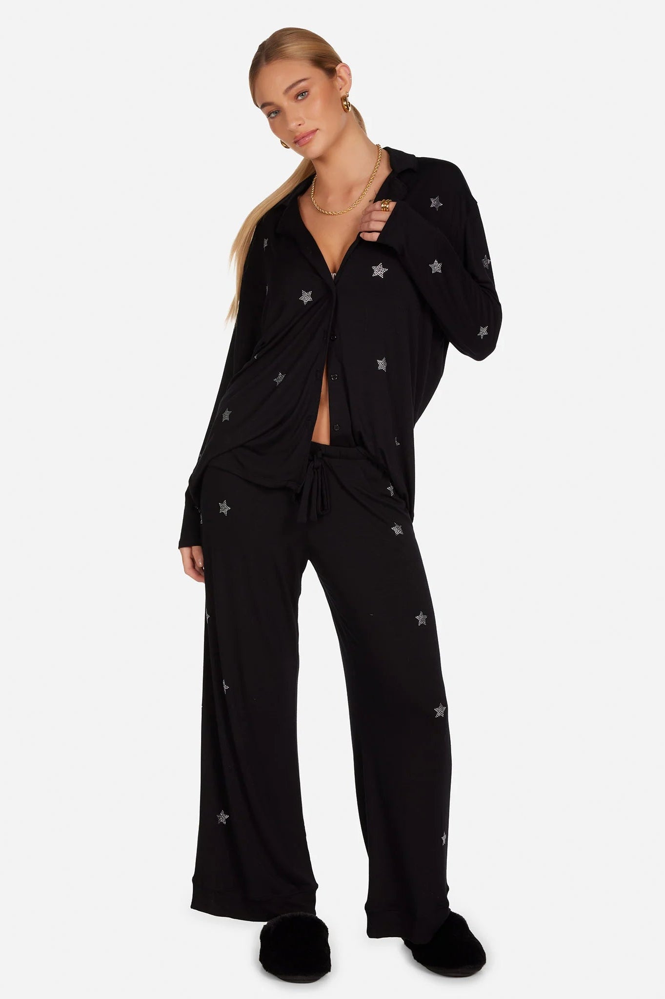 Shop Lauren Moshi Lauren Moshi Alison Crystal Mini Stars Pyjama Set Pyjamas for women – premium loungewear and festival fashion at Spoiled Brat