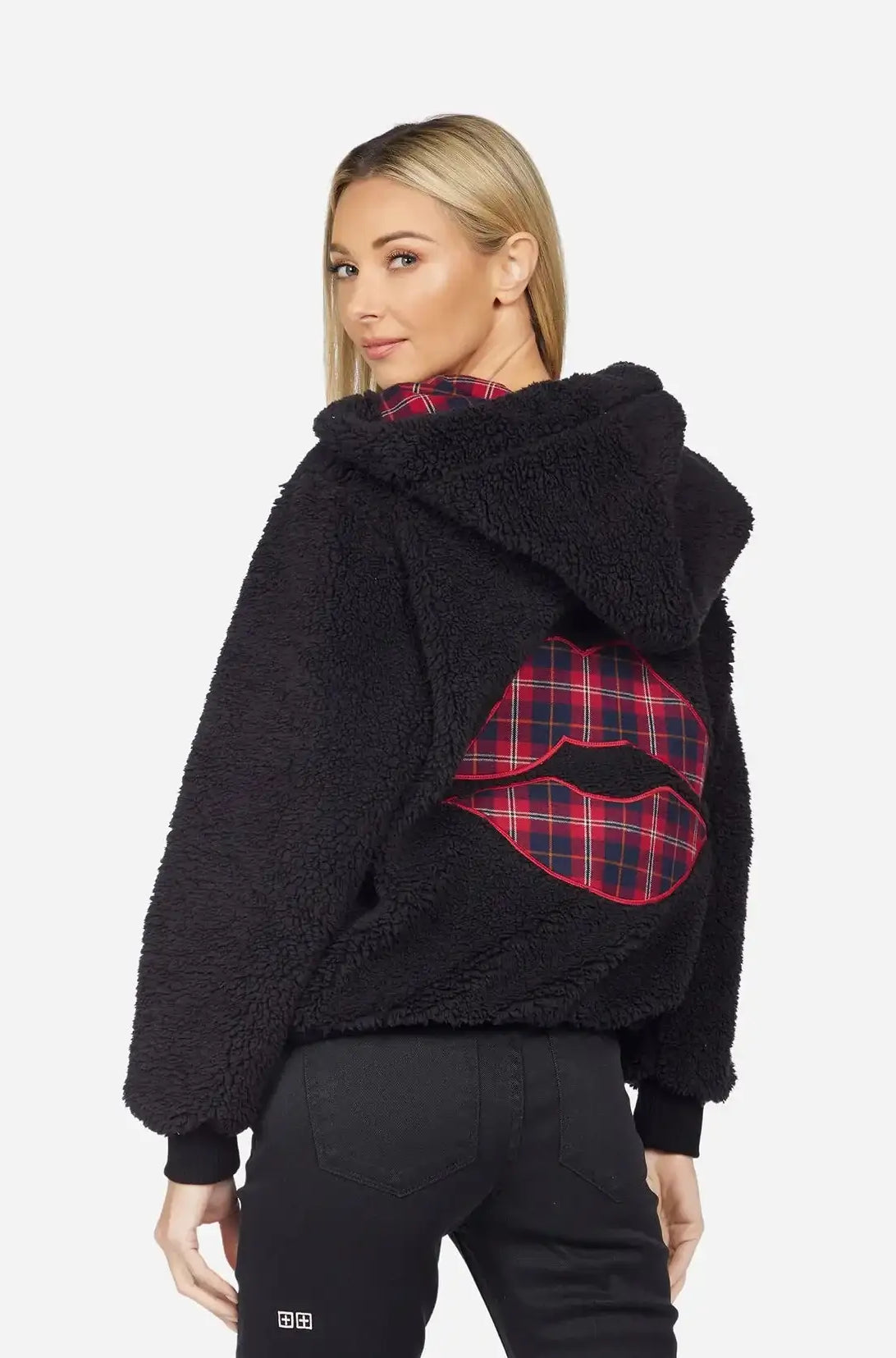 Lauren Moshi Deandra Plaid Lip Sherpa Fleece Jacket Jacket by Lauren Moshi as seen on celebrities