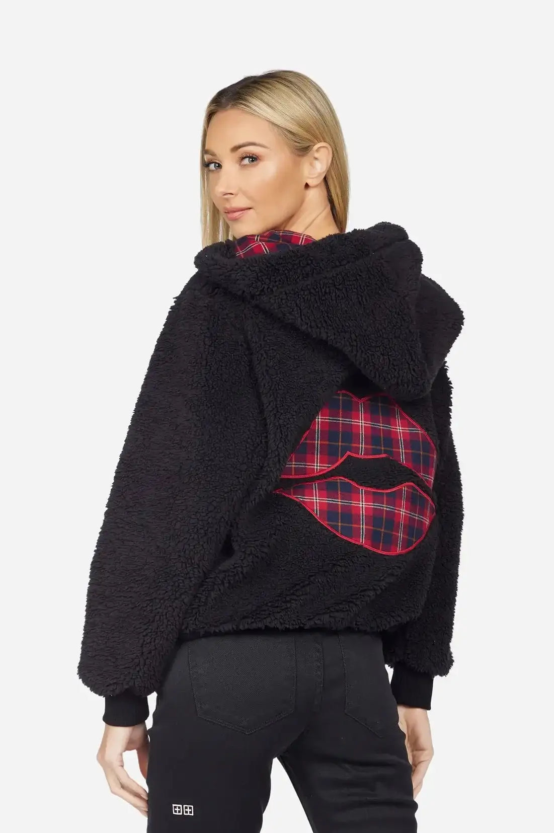 Lauren Moshi Deandra Plaid Lip Sherpa Fleece Jacket Jacket by Lauren Moshi as seen on celebrities