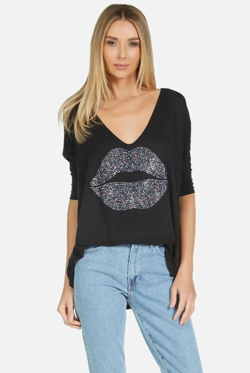 Shop Lauren Moshi Lauren Moshi Eva Sprinkle Lip T-Shirt T-Shirt for women – premium loungewear and festival fashion at Spoiled Brat