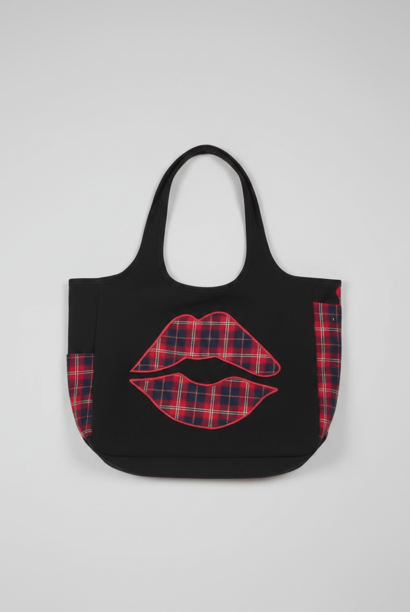 Shop Lauren Moshi Lauren Moshi Fatima Plaid Lip Oversized Tote Bag Tote Bag for women – premium loungewear and festival fashion at Spoiled Brat