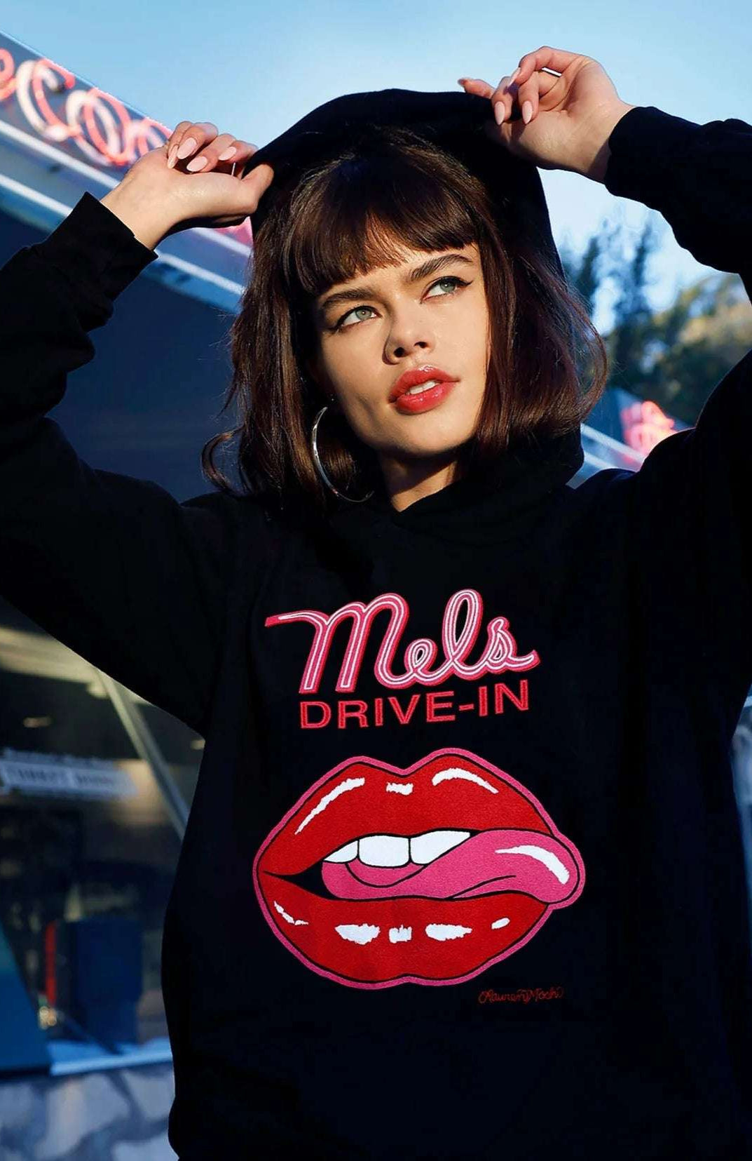 Lauren Moshi Harmony Mels Drive-In Hooded Sweater Sweatshirt by Lauren Moshi as seen on celebrities