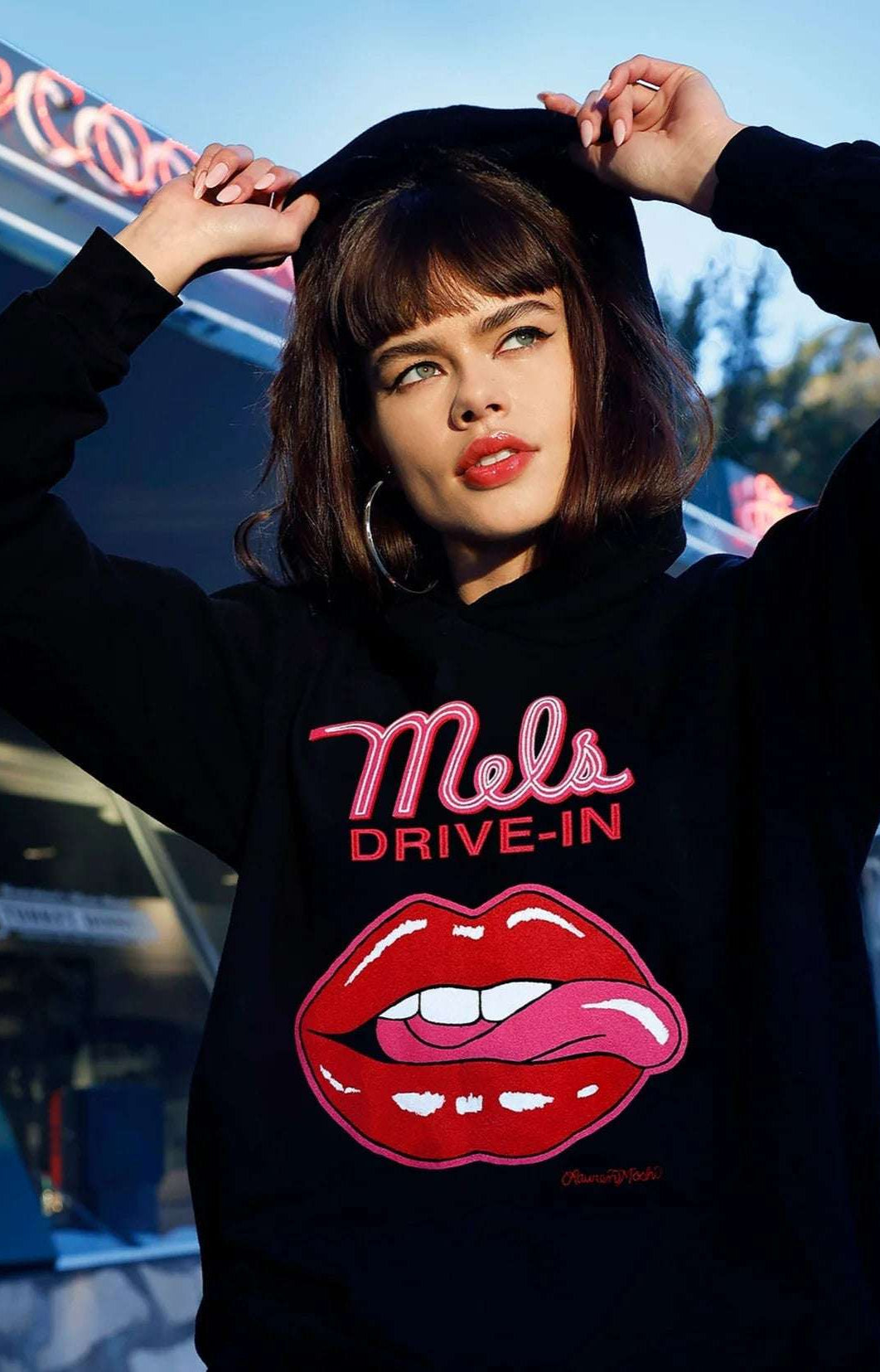 Lauren Moshi Harmony Mels Drive-In Hooded Sweater Sweatshirt by Lauren Moshi as seen on celebrities