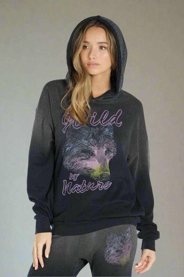 Lauren Moshi Harmony Wild Wolf Hooded Sweatshirt Sweater by Lauren Moshi as seen on celebrities
