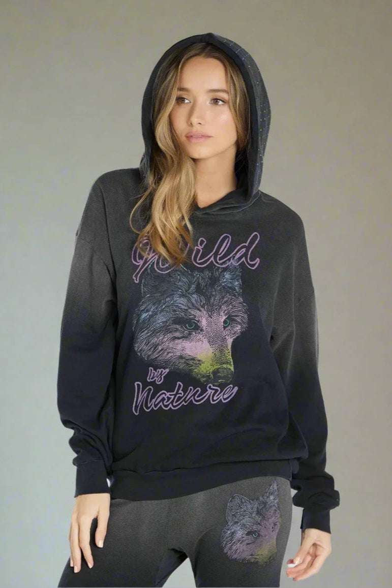 Lauren Moshi Harmony Wild Wolf Hooded Sweatshirt Sweater by Lauren Moshi as seen on celebrities