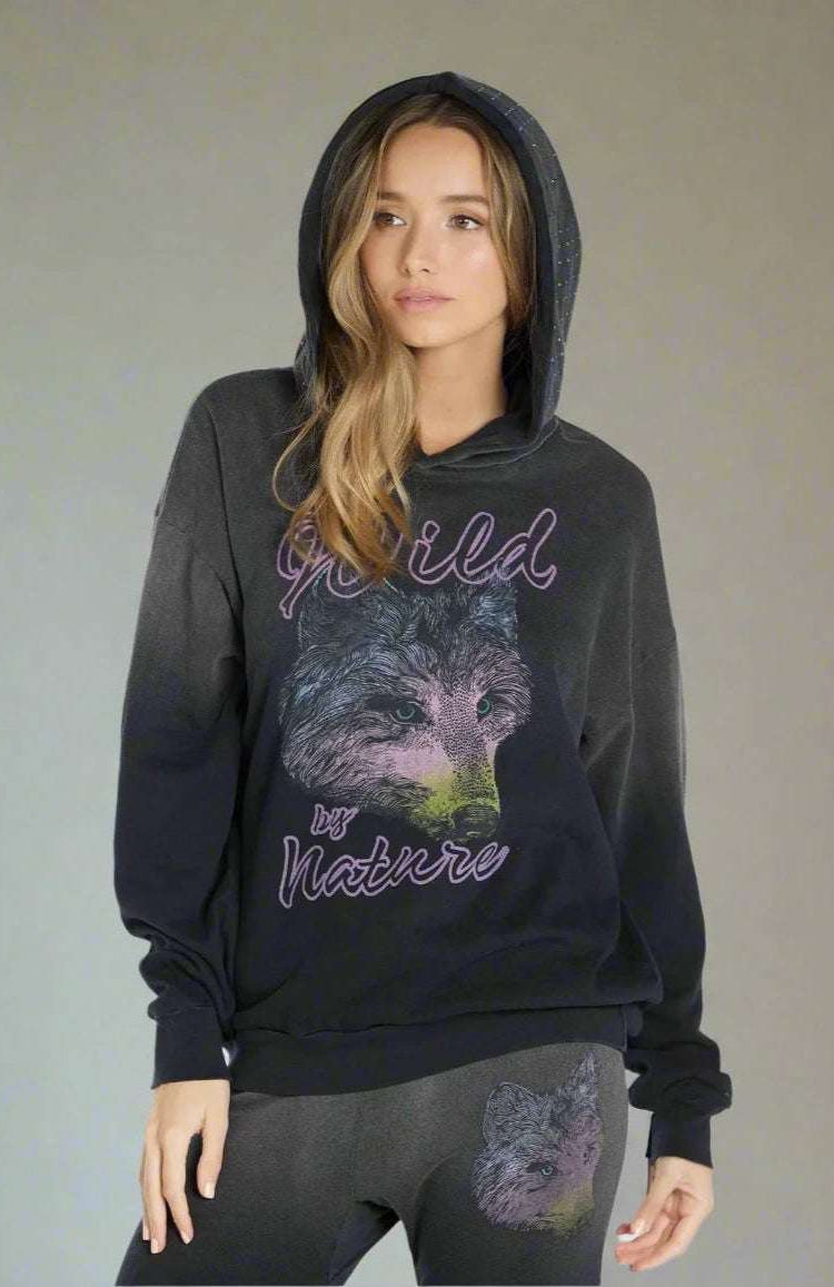 Lauren Moshi Harmony Wild Wolf Hooded Sweatshirt Sweater by Lauren Moshi as seen on celebrities