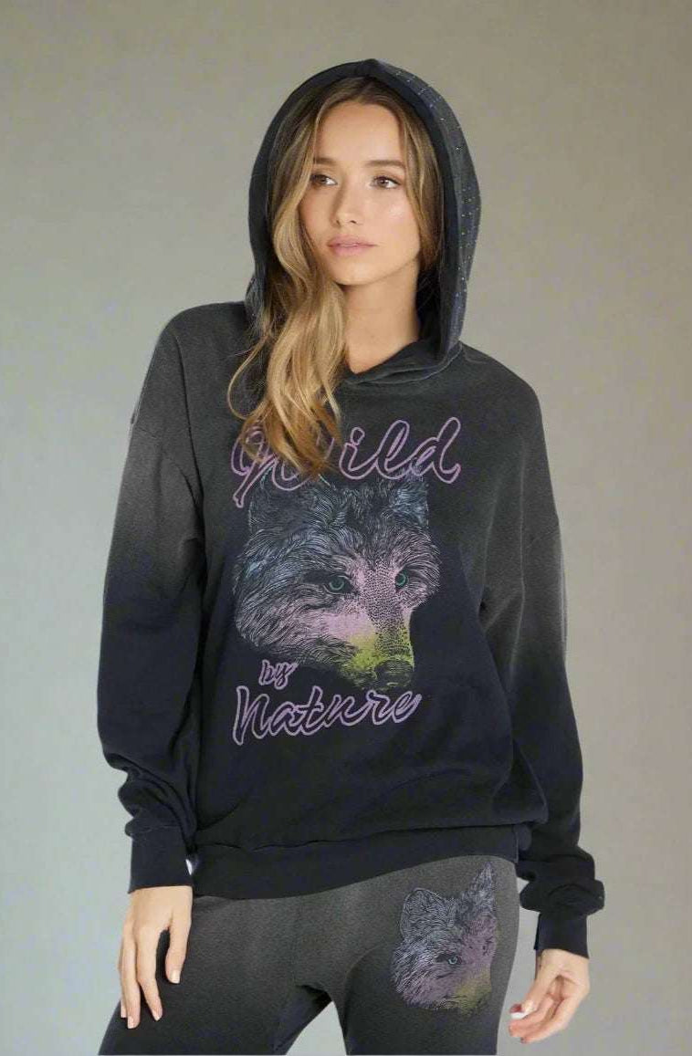 Lauren Moshi Harmony Wild Wolf Hooded Sweatshirt Sweater by Lauren Moshi as seen on celebrities