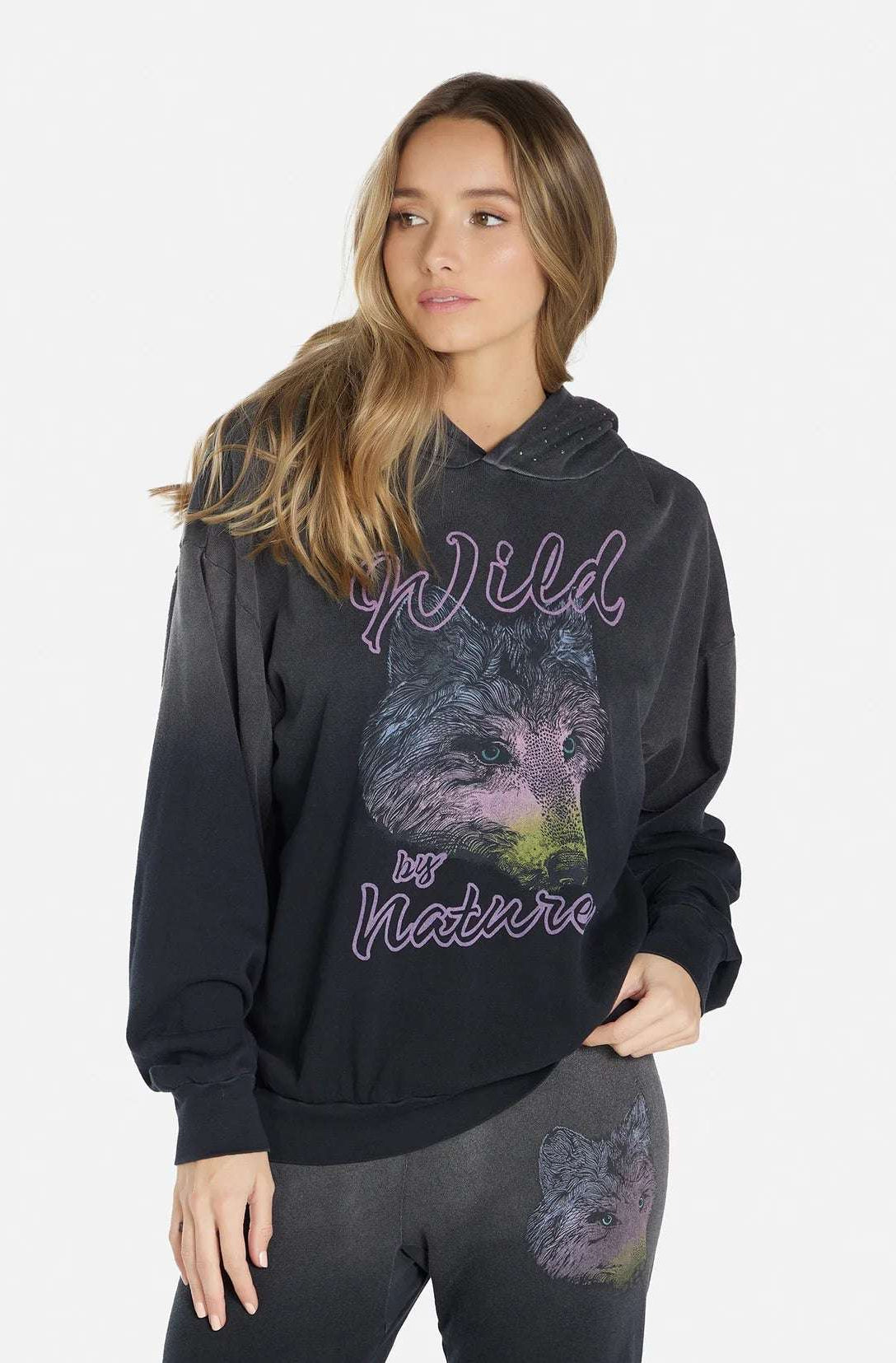 Lauren Moshi Harmony Wild Wolf Hooded Sweatshirt Sweater by Lauren Moshi as seen on celebrities