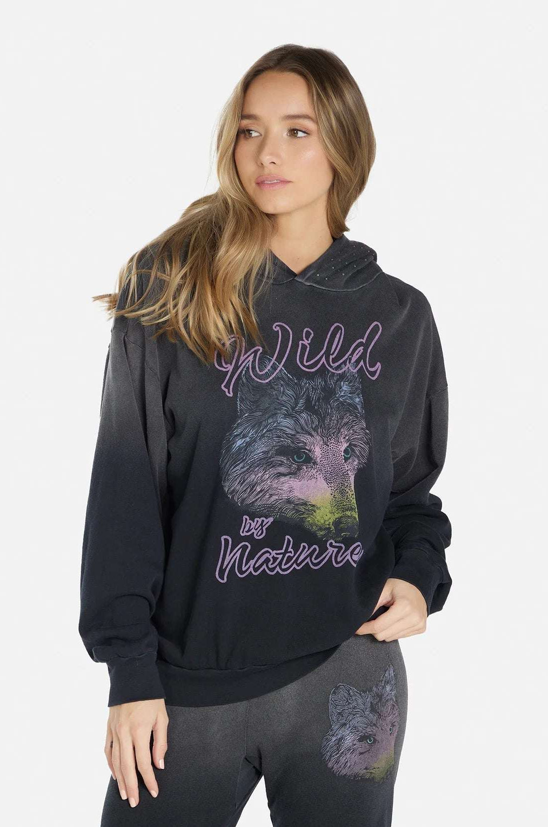 Lauren Moshi Harmony Wild Wolf Hooded Sweatshirt Sweater by Lauren Moshi as seen on celebrities