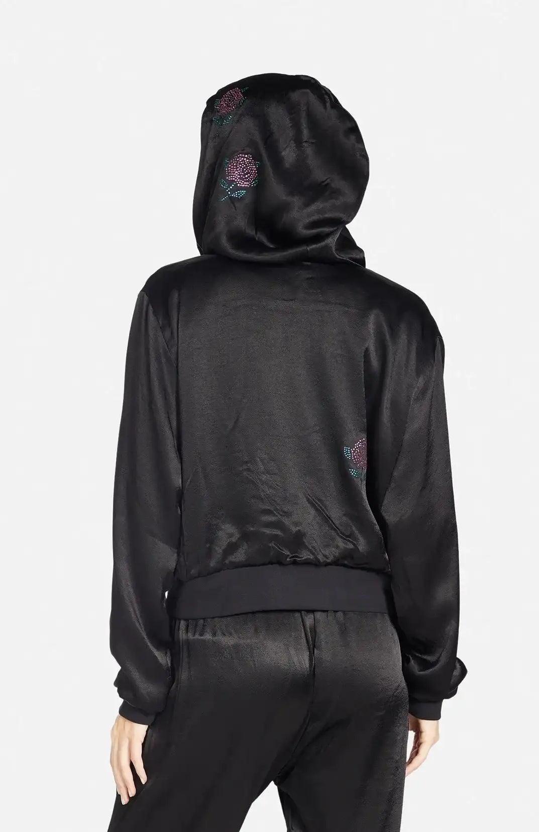 Lauren Moshi Kathleen Crystal Roses Satin Bomber Jacket Jacket by Lauren Moshi as seen on celebrities