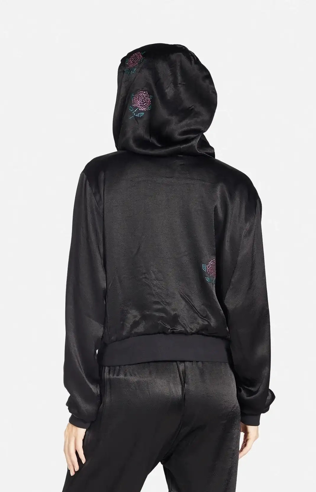 Lauren Moshi Kathleen Crystal Roses Satin Bomber Jacket Jacket by Lauren Moshi as seen on celebrities