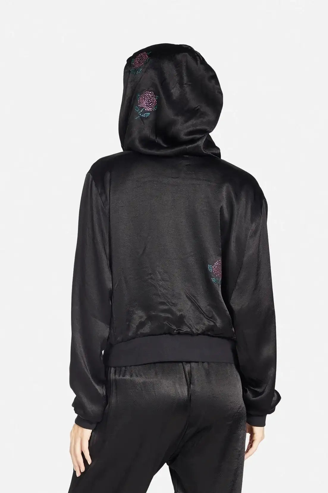 Lauren Moshi Kathleen Crystal Roses Satin Bomber Jacket Jacket by Lauren Moshi as seen on celebrities