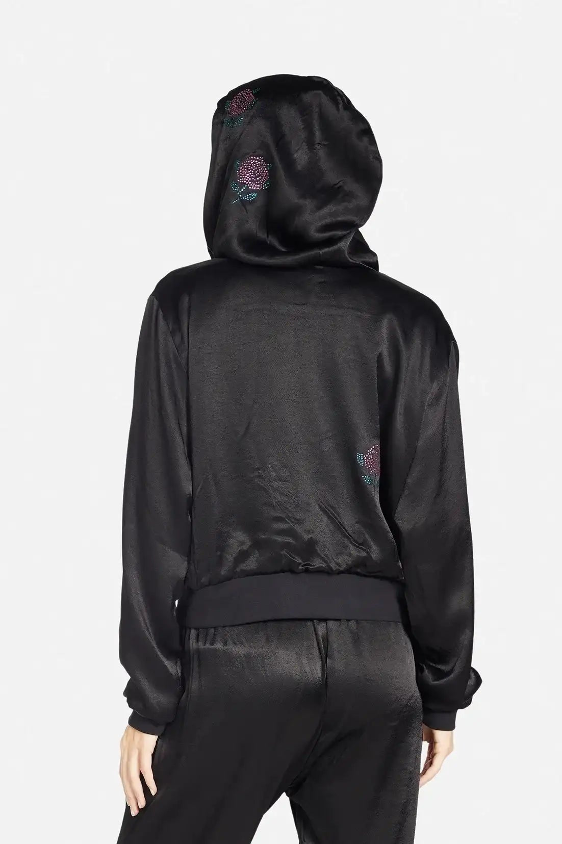 Shop Lauren Moshi Lauren Moshi Kathleen Crystal Roses Satin Bomber Jacket Jacket for women – premium loungewear and festival fashion at Spoiled Brat