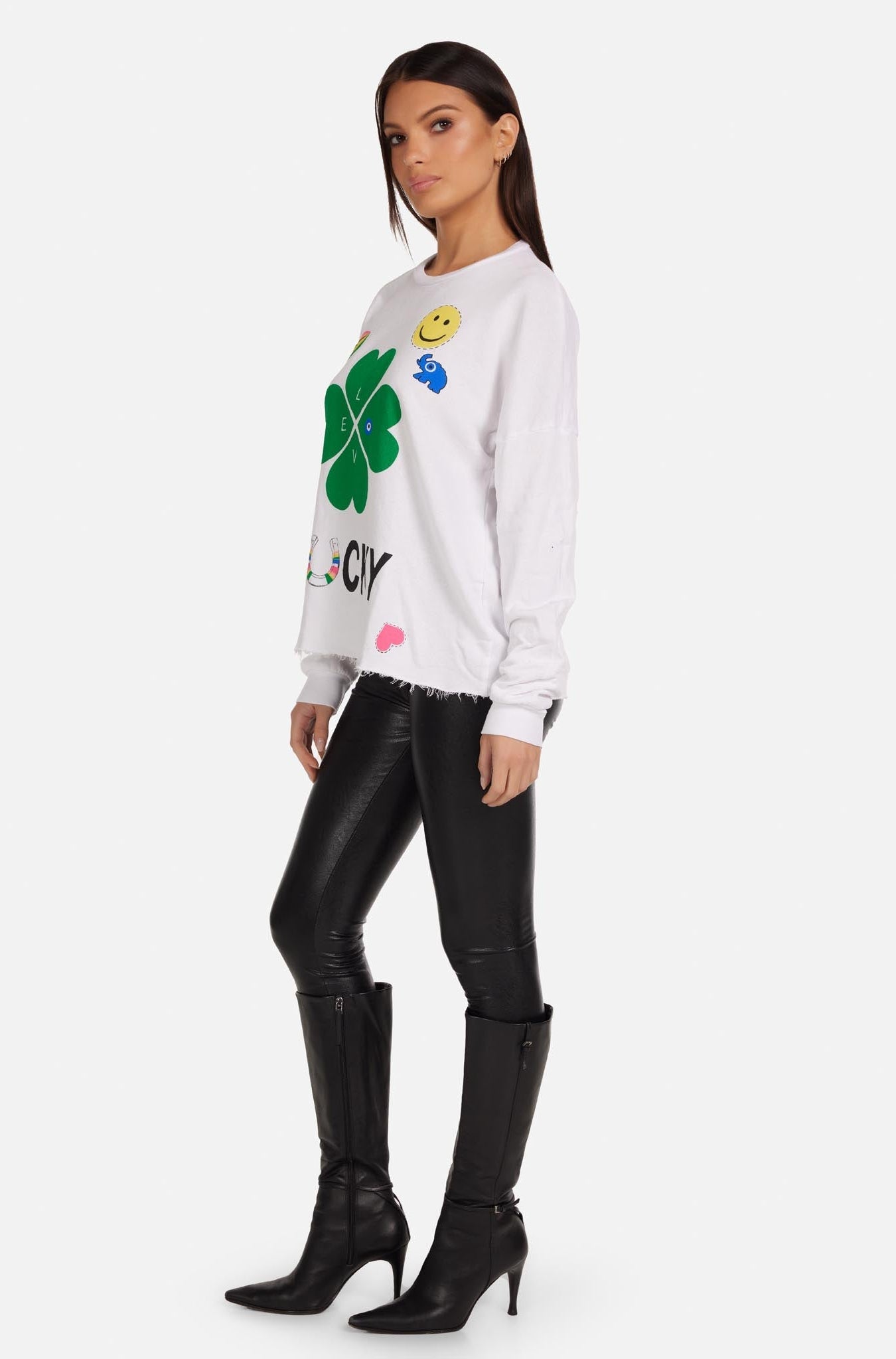 Shop Lauren Moshi Lauren Moshi Lee Lucky Clover Sweater Sweater for women – premium loungewear and festival fashion at Spoiled Brat