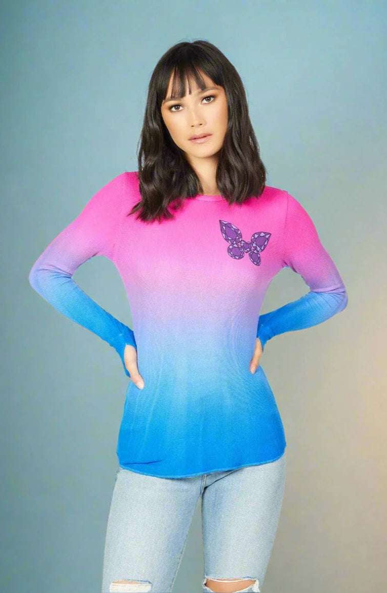 Lauren Moshi McKinley Diamond Butterfly Thermal Top Long Sleeved Top by Lauren Moshi as seen on celebrities