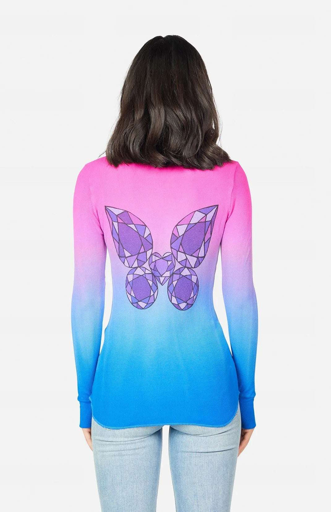 Lauren Moshi McKinley Diamond Butterfly Thermal Top Long Sleeved Top by Lauren Moshi as seen on celebrities