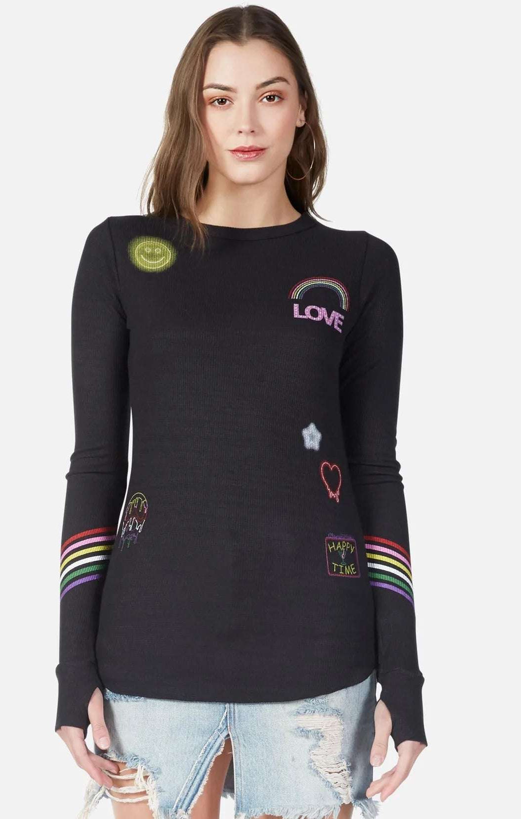 Lauren Moshi Mckinley Neon Signs Thermal Top Long Sleeved Top by Lauren Moshi as seen on celebrities
