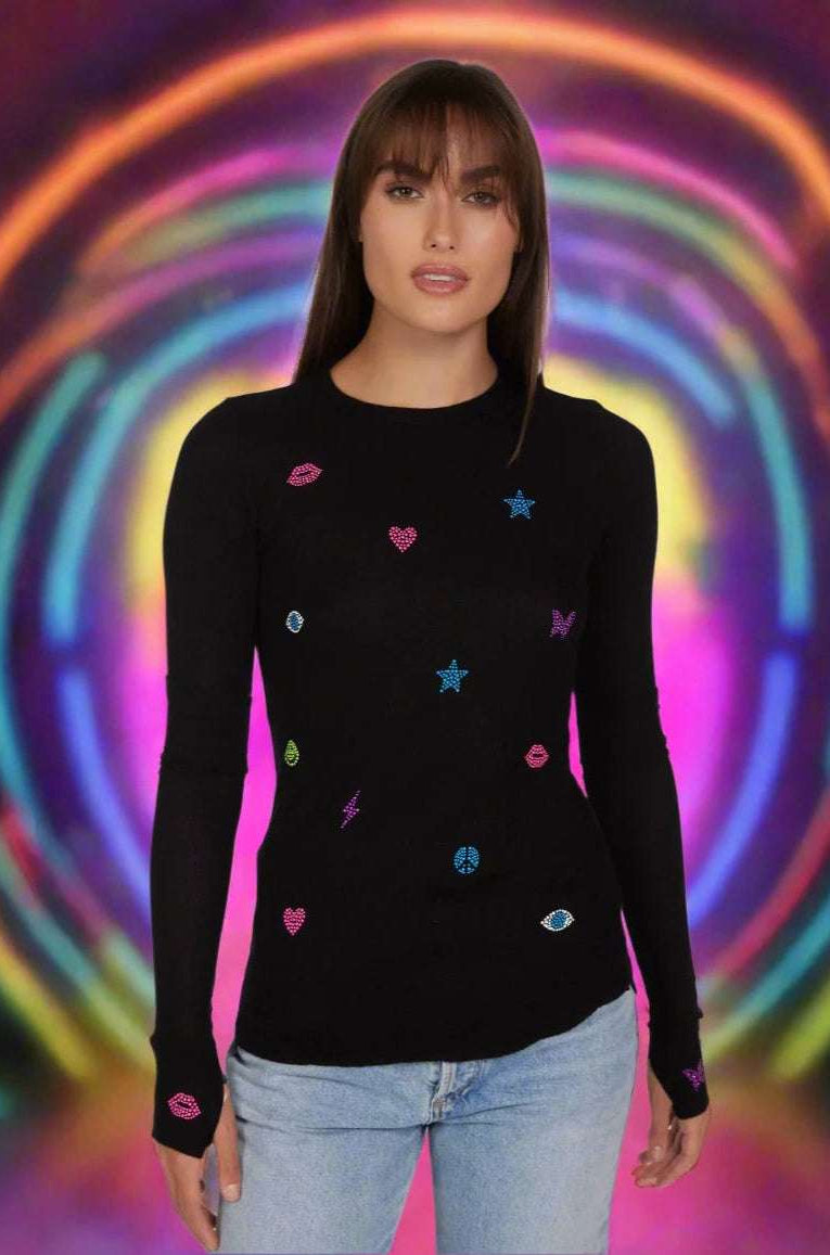 Shop Lauren Moshi Lauren Moshi McKinley Neon Stud Elements Thermal Top Long Sleeved Top for women – premium loungewear and festival fashion at Spoiled Brat