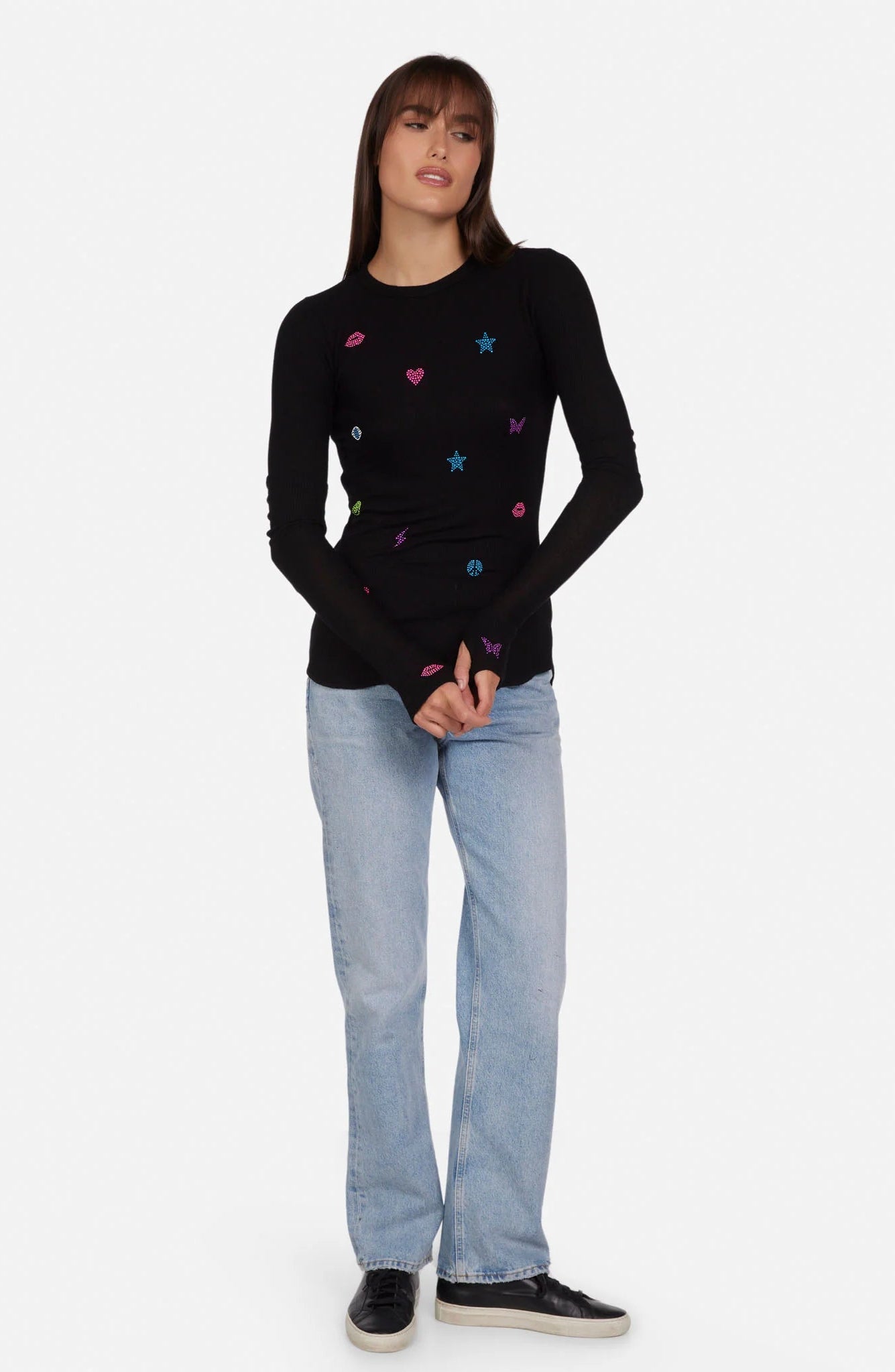 Shop Lauren Moshi Lauren Moshi McKinley Neon Stud Elements Thermal Top Long Sleeved Top for women – premium loungewear and festival fashion at Spoiled Brat