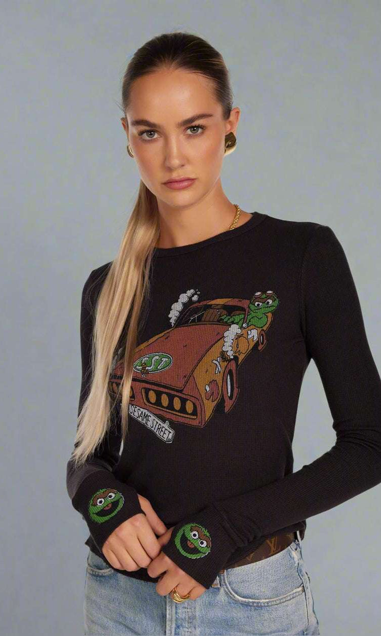 Shop Lauren Moshi Lauren Moshi McKinley Oscar The Grouch Racing Long Sleeved Tee Long Sleeved Top for women – premium loungewear and festival fashion at Spoiled Brat
