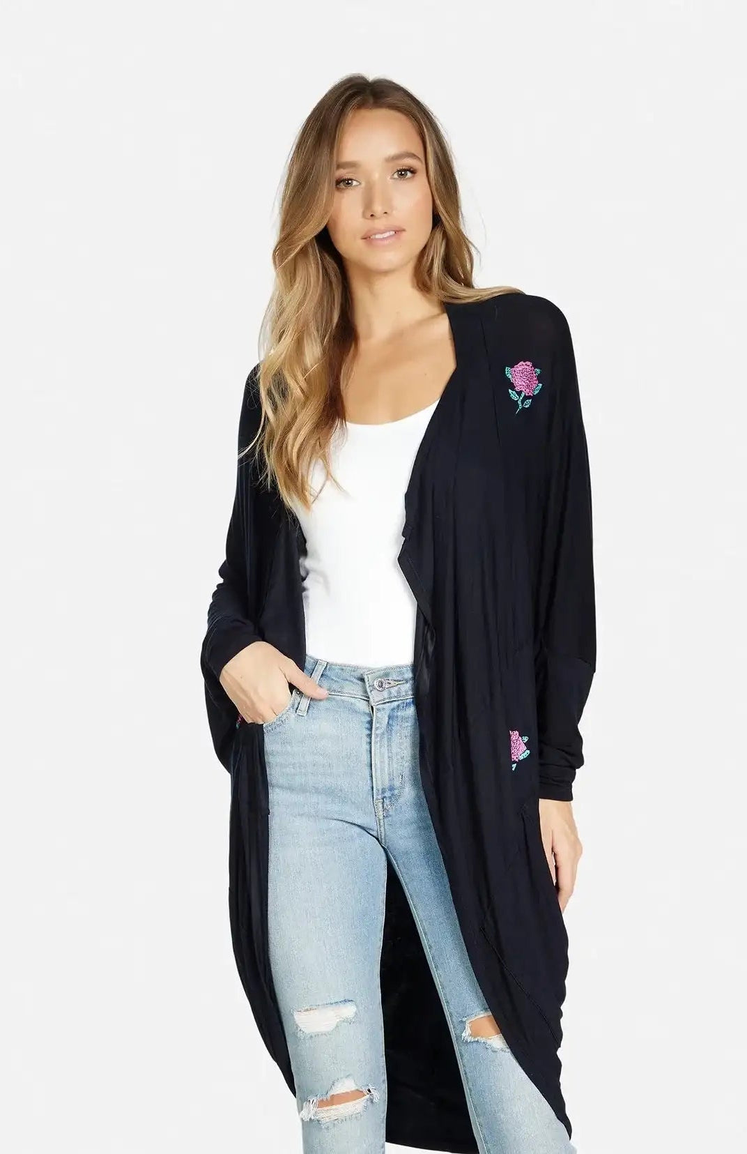 Shop Lauren Moshi Lauren Moshi Ramona Crystal Roses Wrap Cardigan Wrap Cardigan for women – premium loungewear and festival fashion at Spoiled Brat