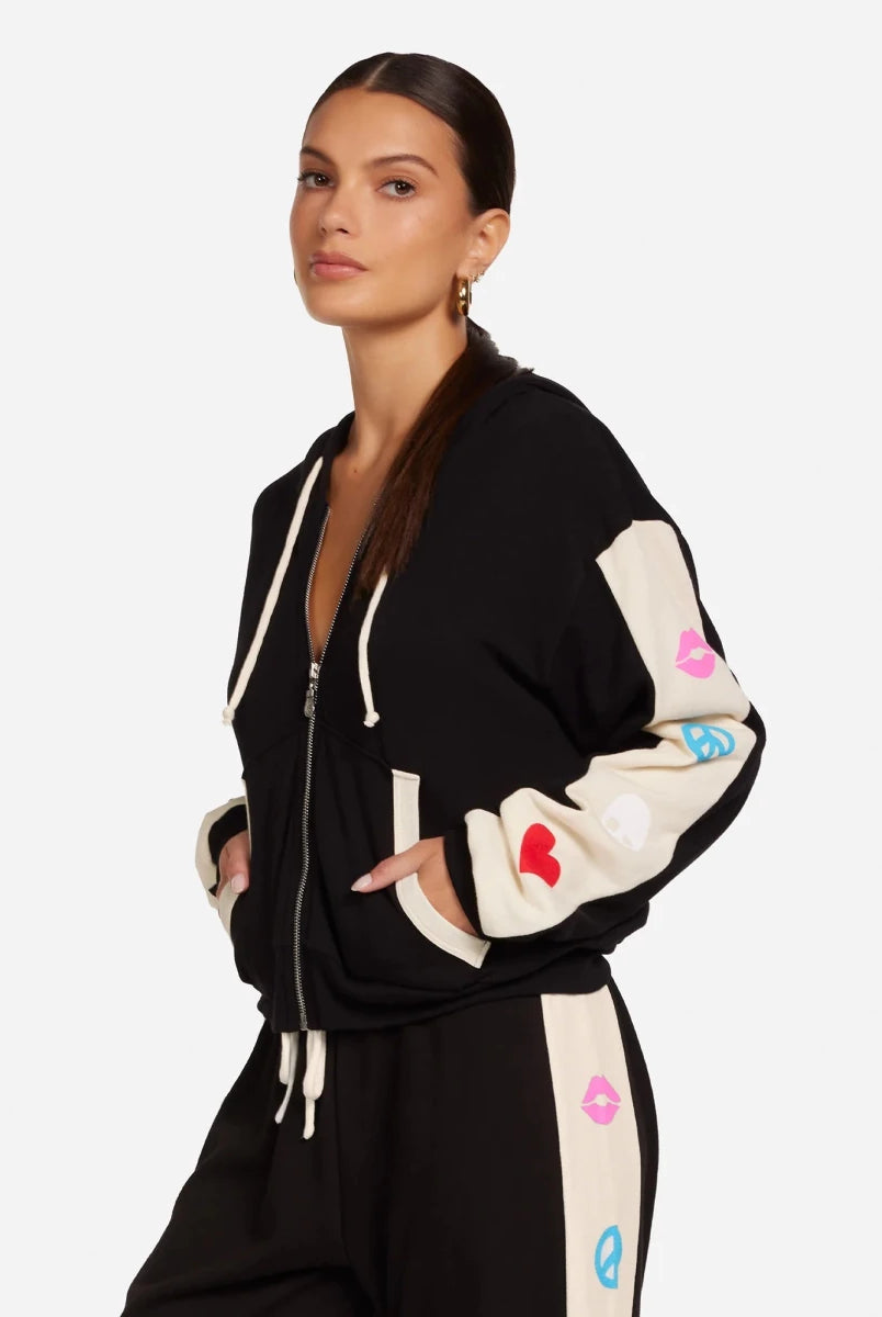 Shop Lauren Moshi Lauren Moshi Shanley Elements Zip Hoodie as seen on Courtney Green Sweater for women – premium loungewear and festival fashion at Spoiled Brat