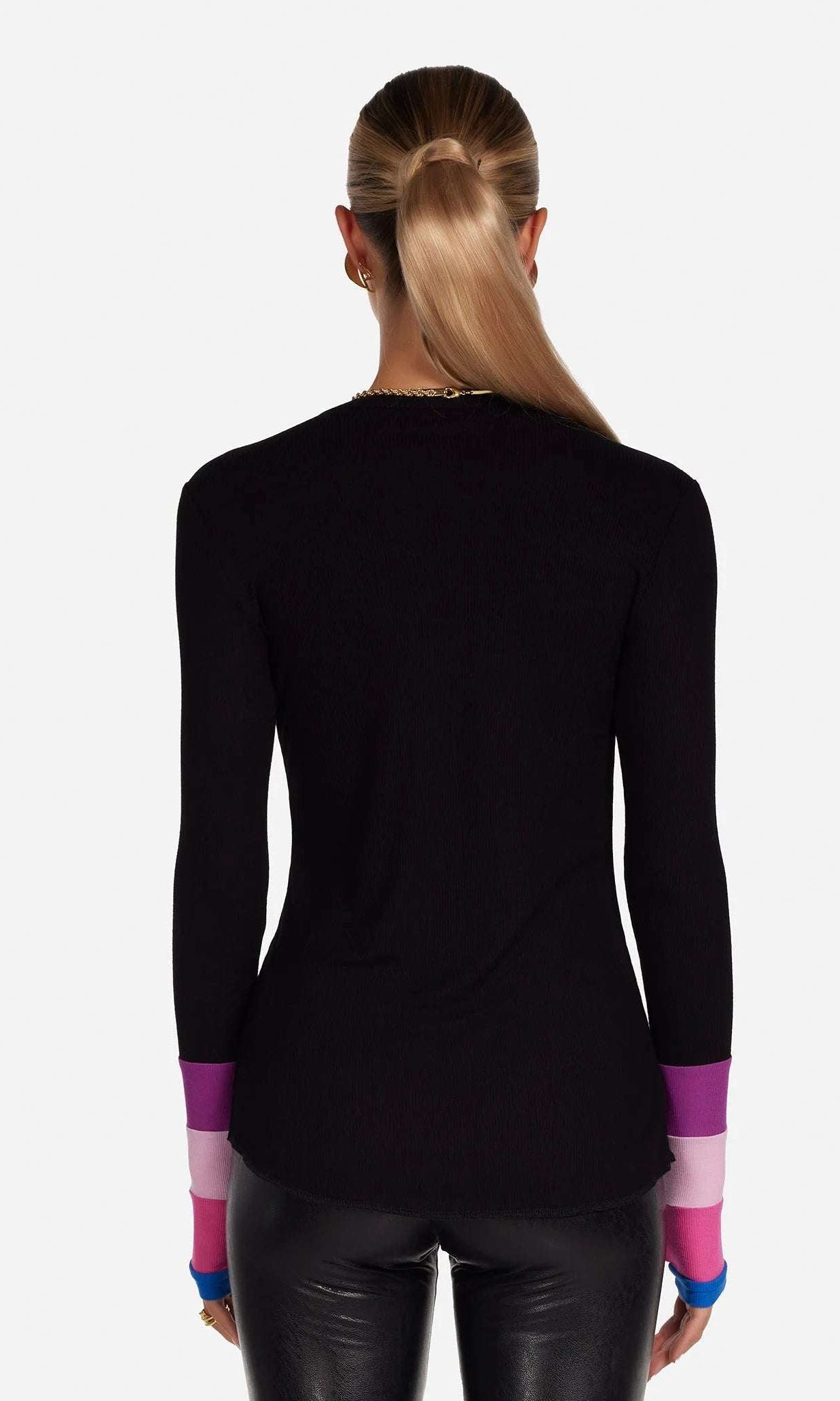 Shop Lauren Moshi Lauren Moshi Shyla Pink Ombre Lip Top Long Sleeved Top for women – premium loungewear and festival fashion at Spoiled Brat