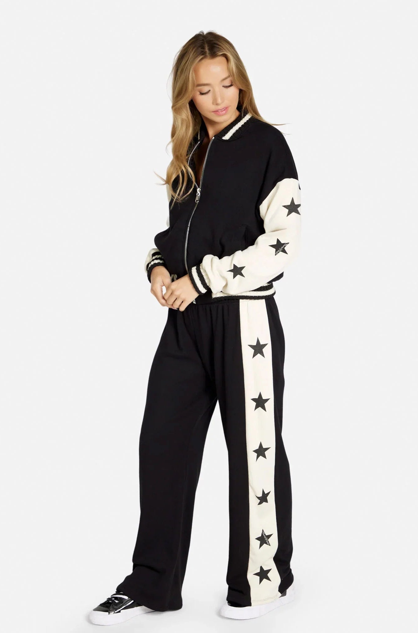 Shop Lauren Moshi Lauren Moshi Taissa Stars Zip Jacket Zip Up Hoodie for women – premium loungewear and festival fashion at Spoiled Brat