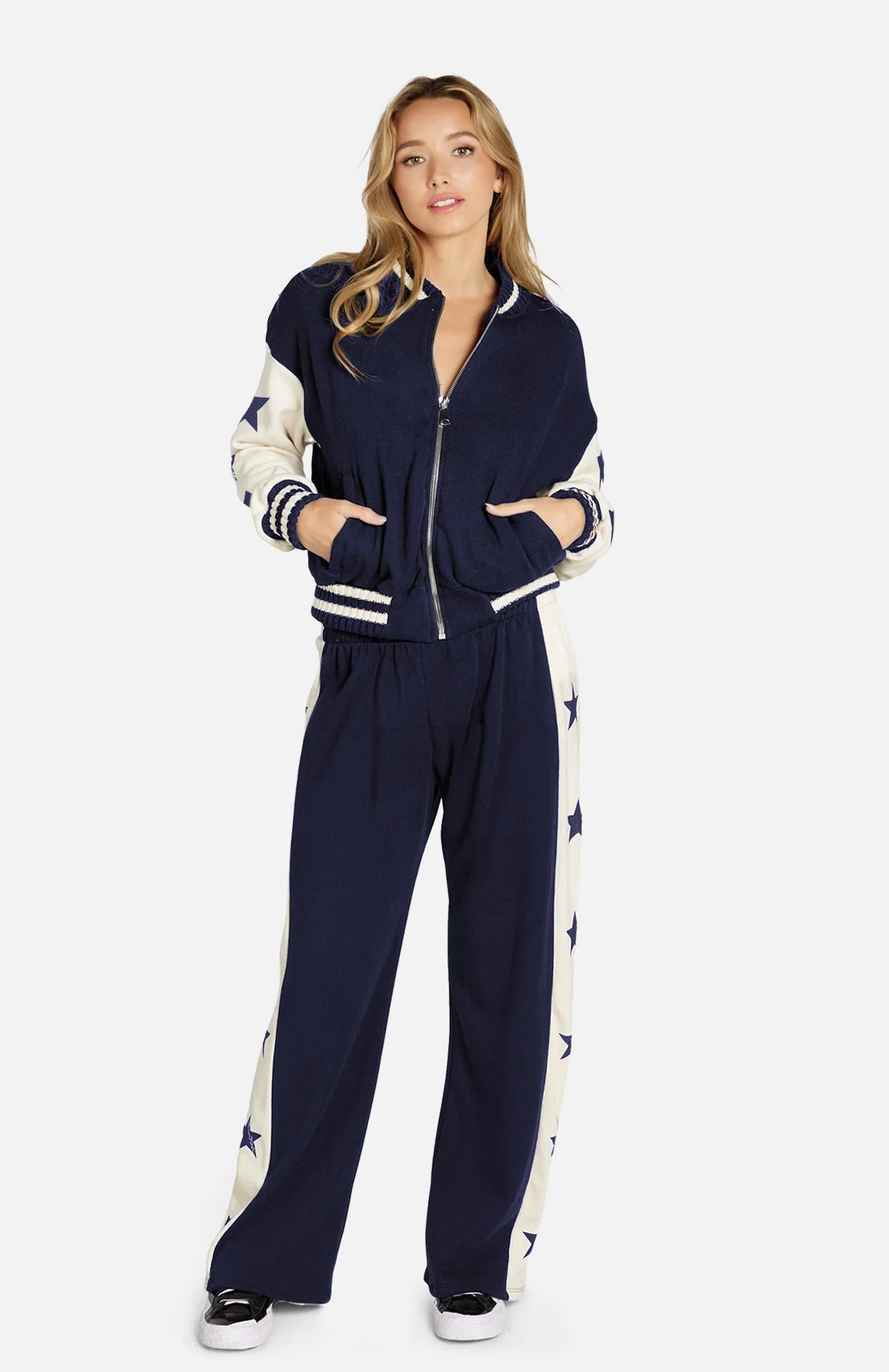 Shop Lauren Moshi Lauren Moshi Taissa Stars Zip Jacket Zip Up Hoodie for women – premium loungewear and festival fashion at Spoiled Brat