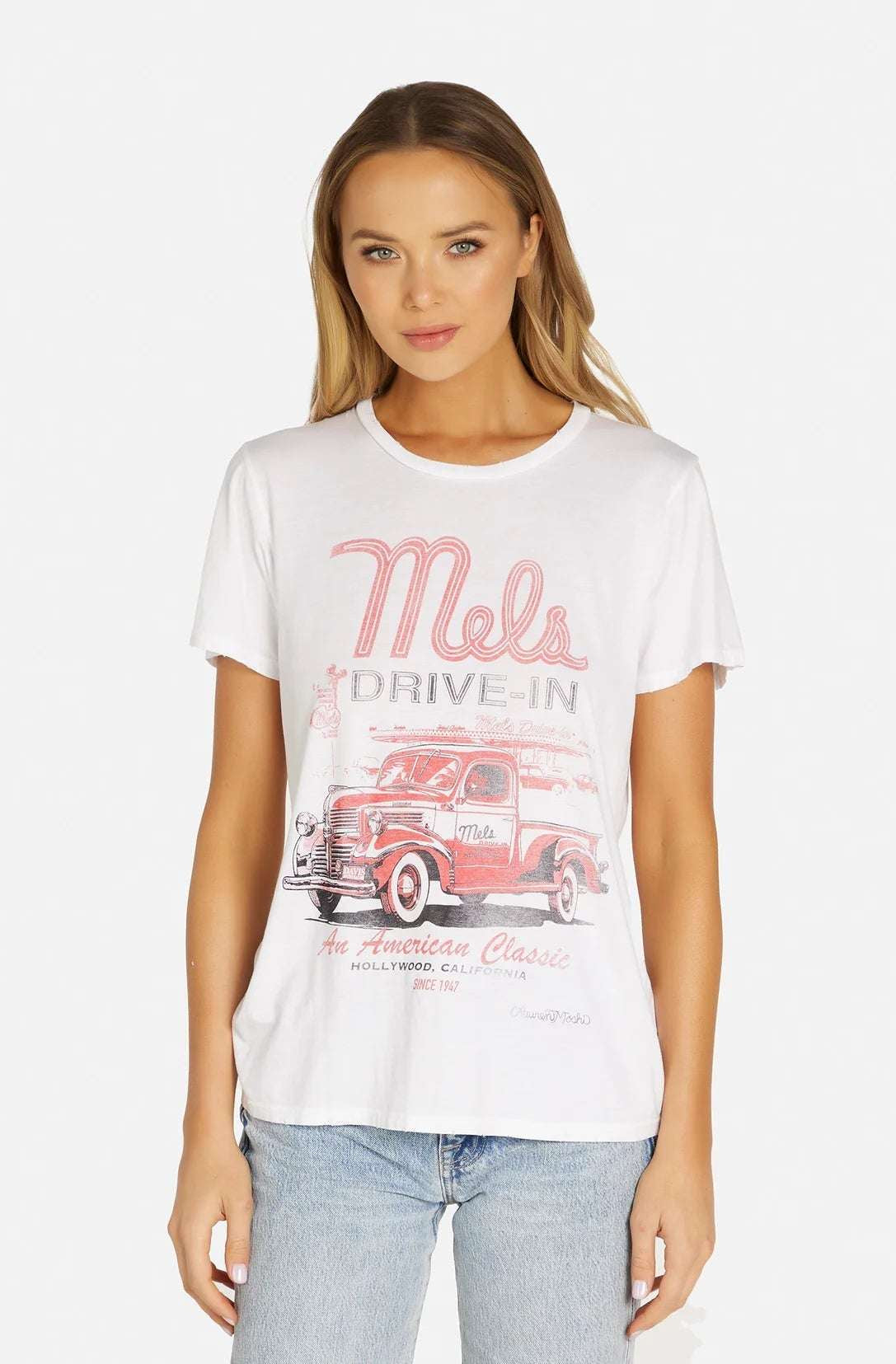Lauren Moshi Wolf Mels Drive-In Boyfriend T-Shirt T-Shirt by Lauren Moshi as seen on celebrities