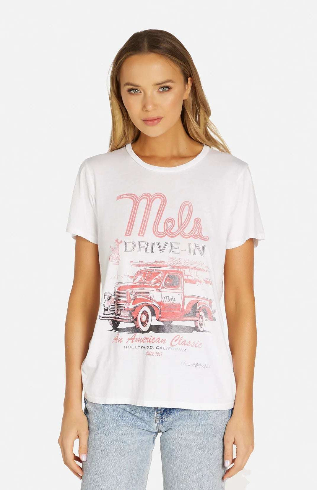 Lauren Moshi Wolf Mels Drive-In Boyfriend T-Shirt T-Shirt by Lauren Moshi as seen on celebrities