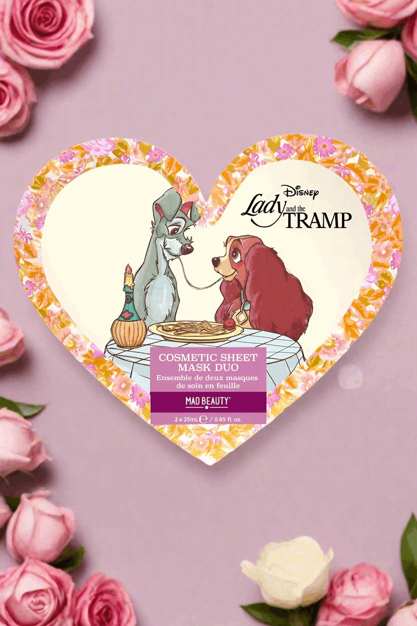 Shop Mad Beauty Disney Lady & The Tramp Cosmetic Sheet Mask Duo Face Mask for women – premium loungewear and festival fashion at Spoiled Brat