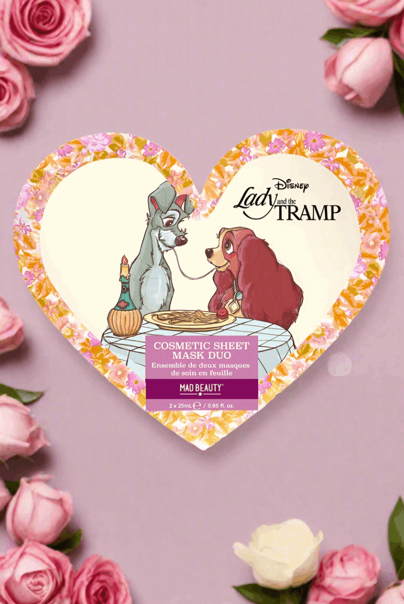 Shop Mad Beauty Disney Lady & The Tramp Cosmetic Sheet Mask Duo Face Mask for women – premium loungewear and festival fashion at Spoiled Brat